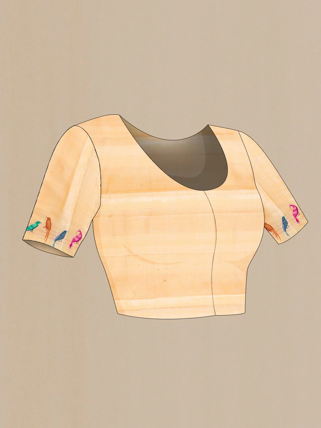 Beige Dual Tone Tussar Silk Saree - Image 7