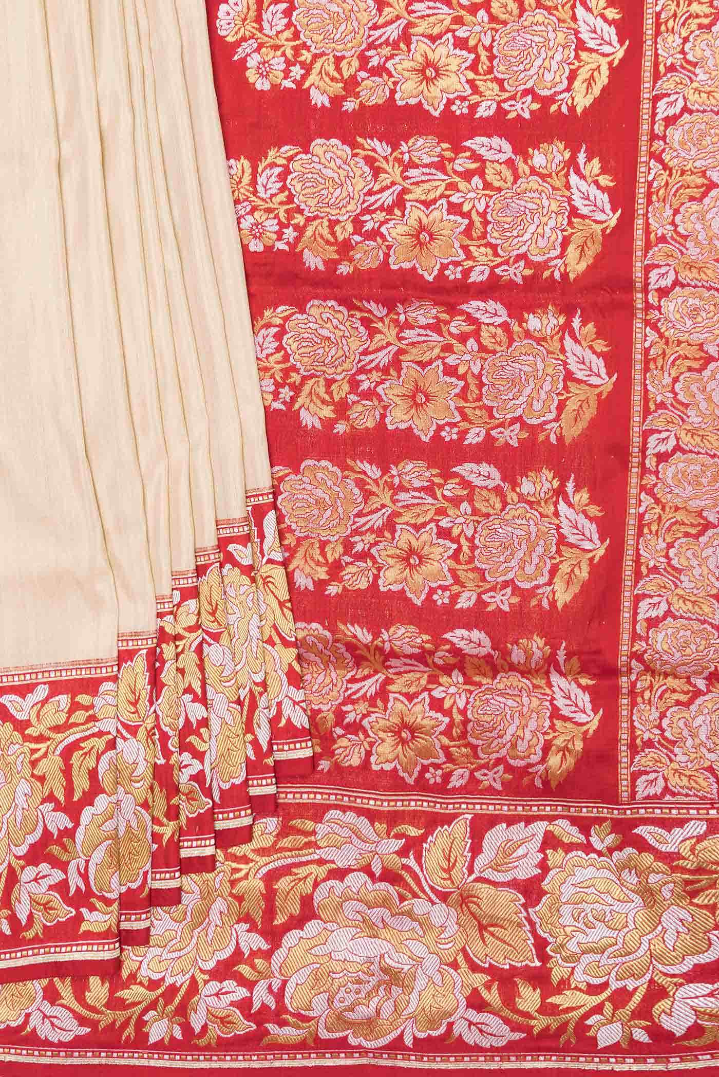 Beige Dual Tone Tussar Silk Saree - Image 2