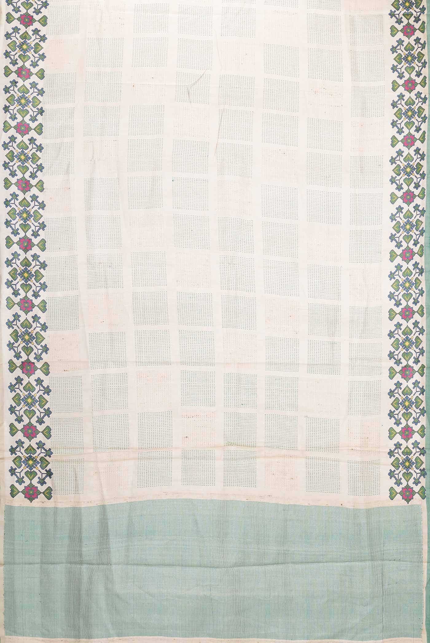 Beige Dual Tone Tussar Silk Saree - Image 4