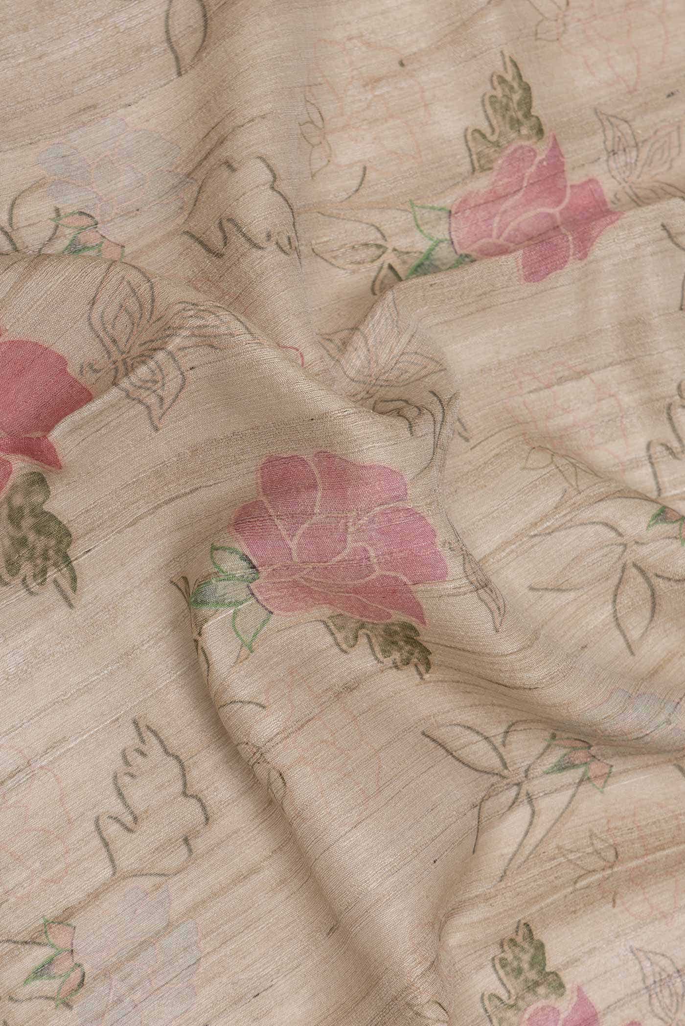 Beige Dual Tone Tussar Silk Saree - Image 2