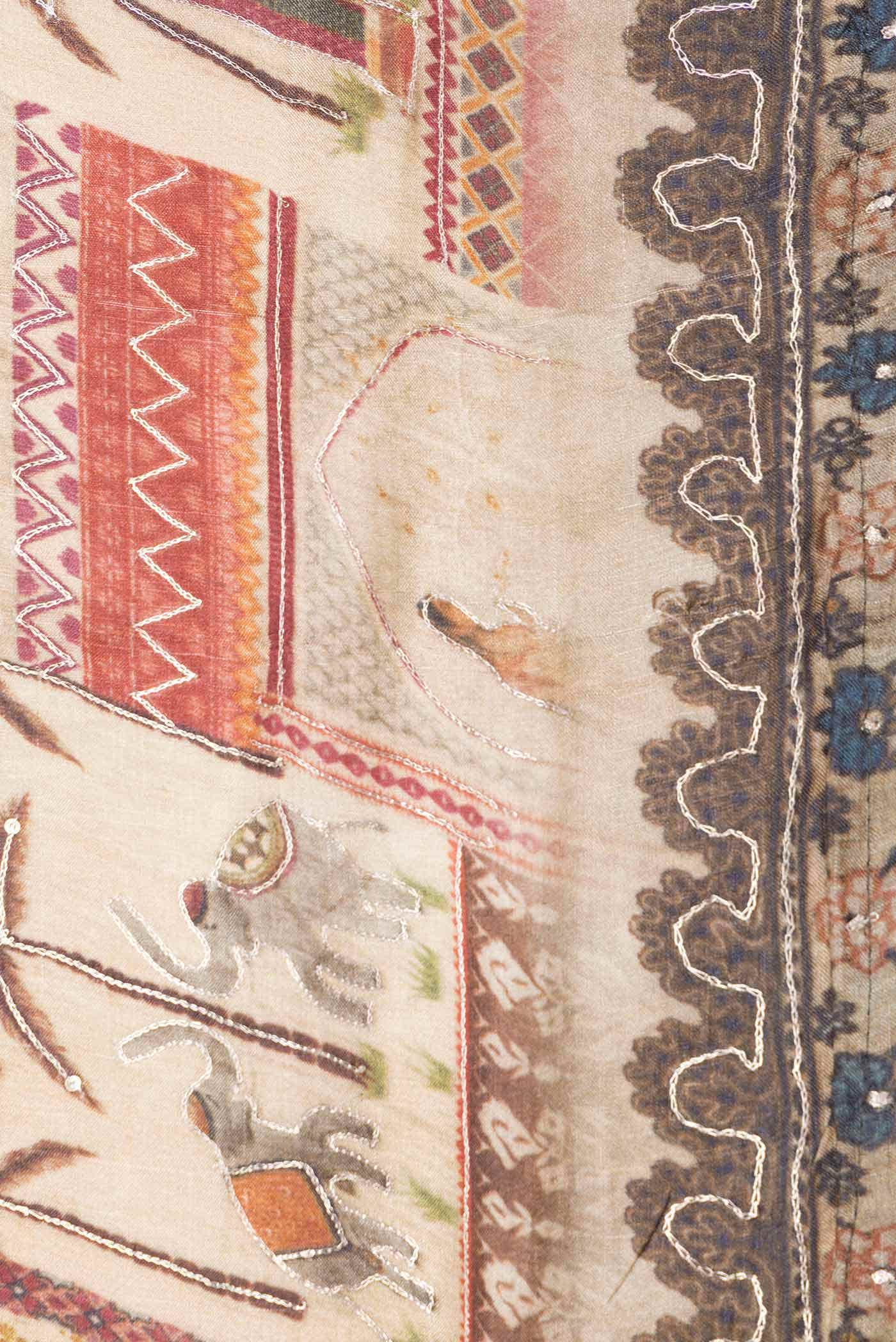 Beige Dual Tone Tussar Silk Saree - Image 5