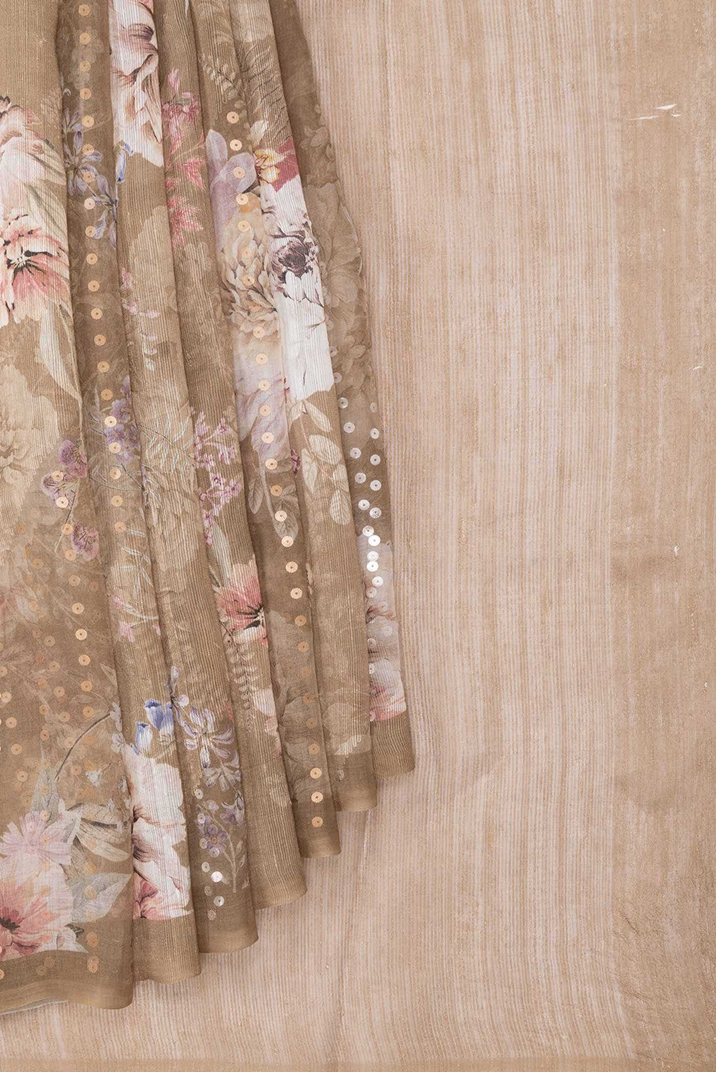 Beige Dual Tone Tussar Silk Saree - Image 2