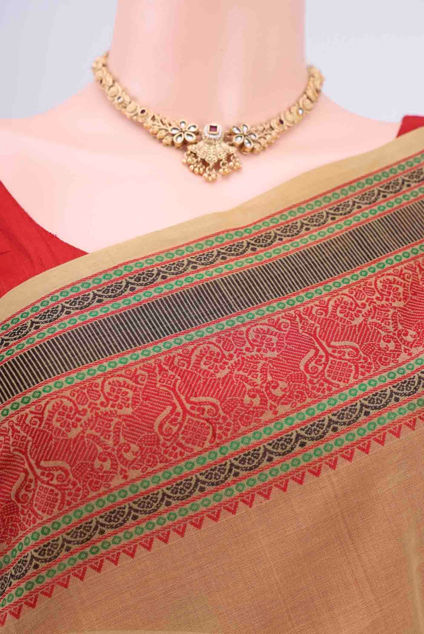 Beige Kanchi Cotton Saree - Image 2