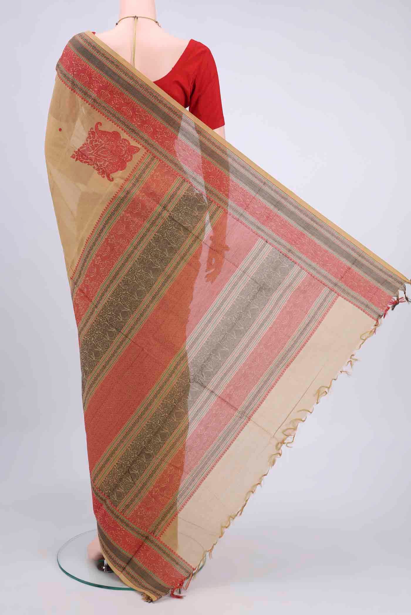 Beige Kanchi Cotton Saree - Image 3