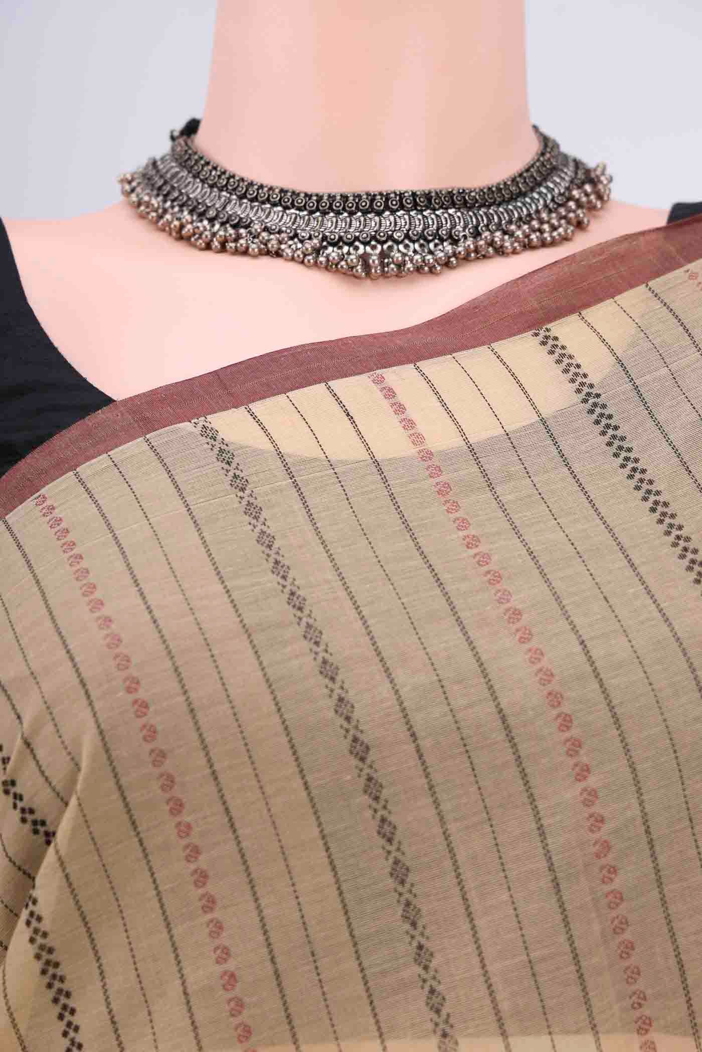 Beige Kanchi Cotton Saree - Image 2