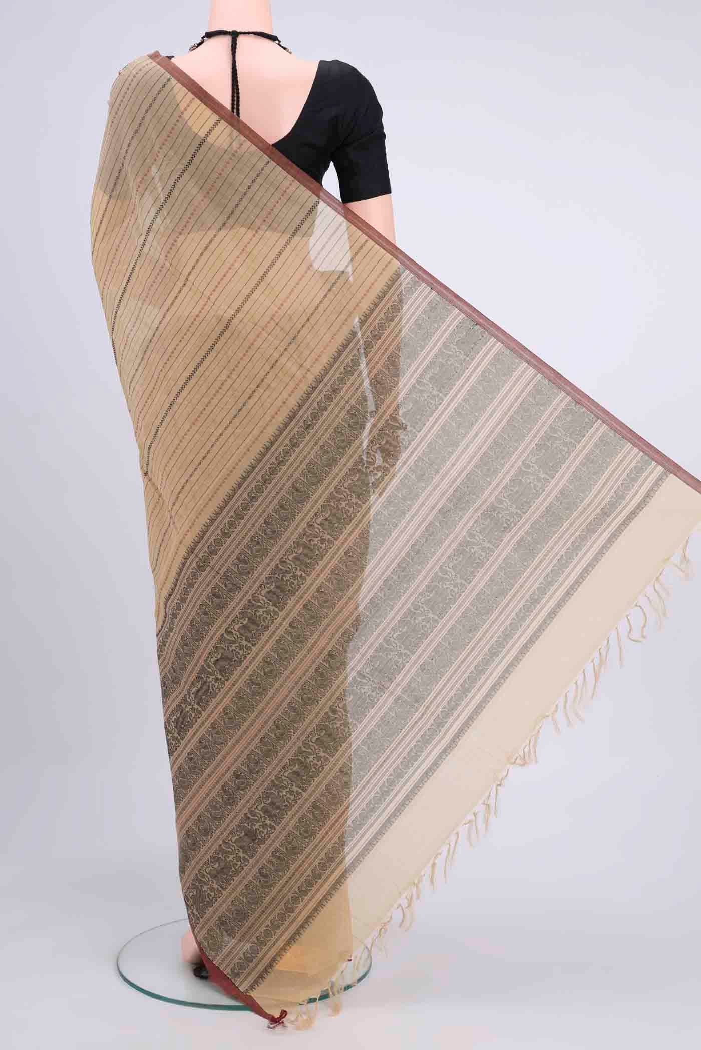 Beige Kanchi Cotton Saree - Image 3