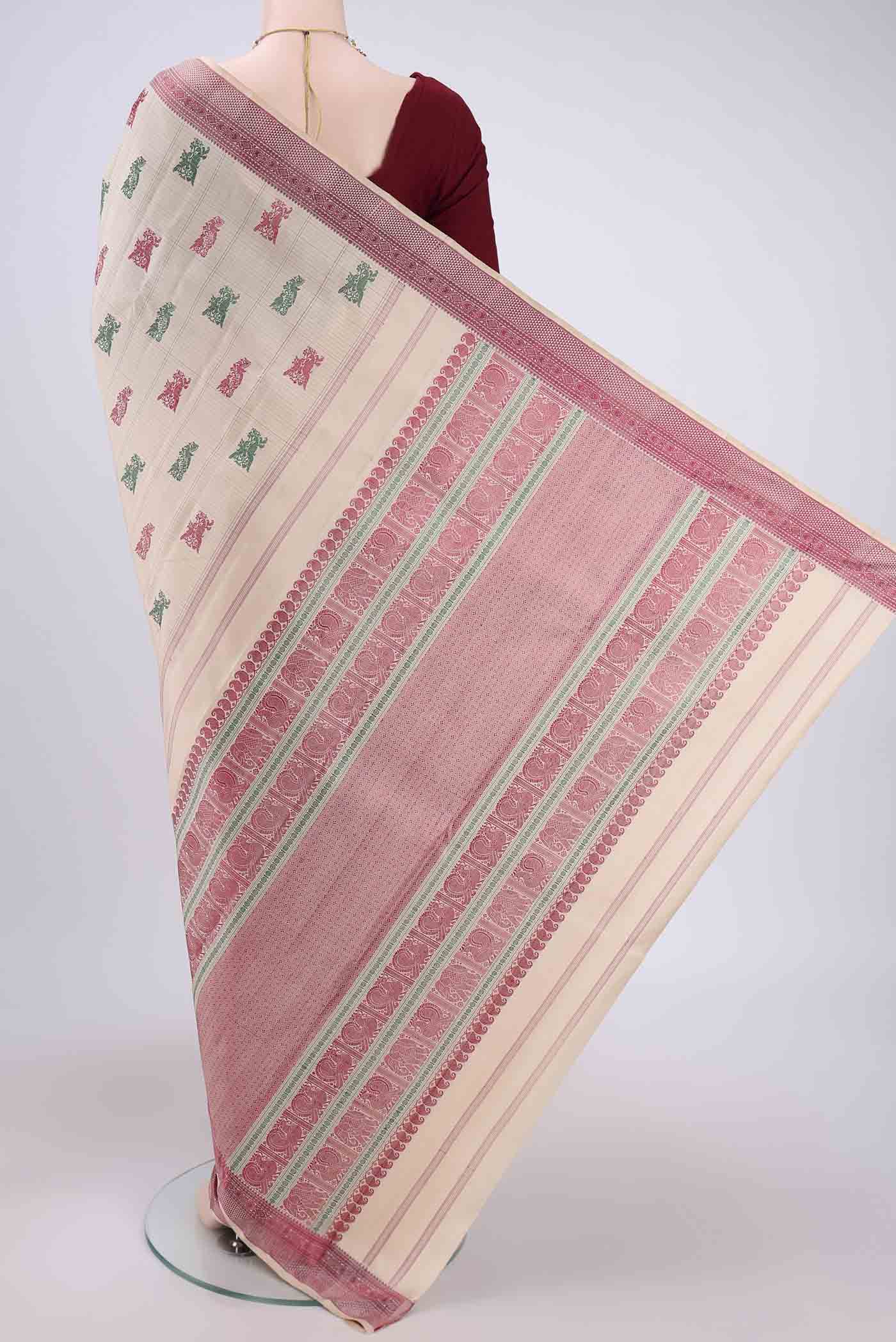 Beige Kanchipuram Silk Saree - Image 3
