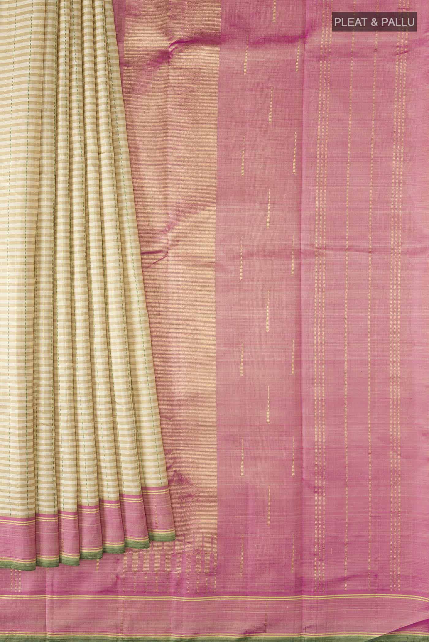 Beige Kanchipuram Silk Saree - Image 4