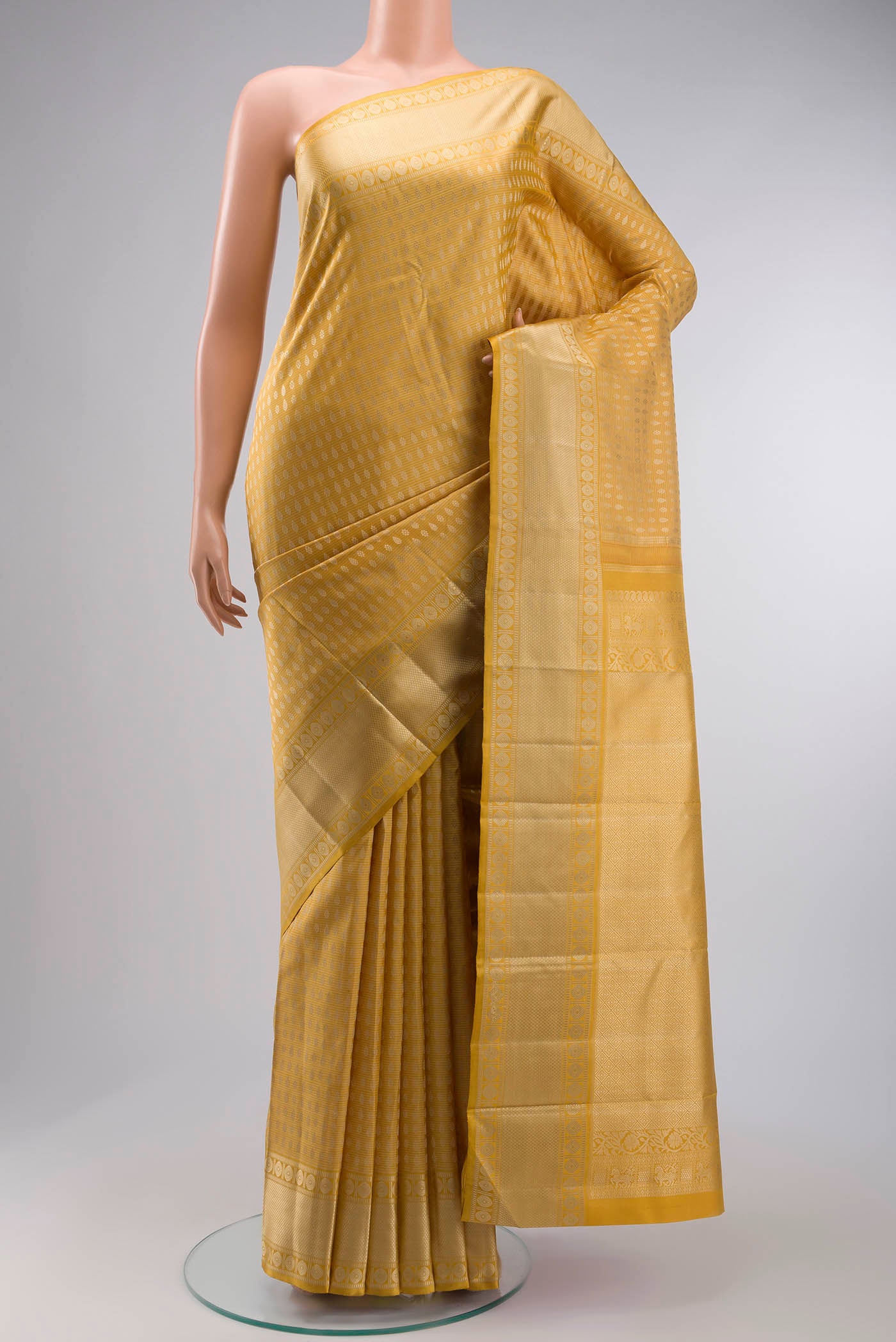 Yellow Kanchipuram Silk Saree