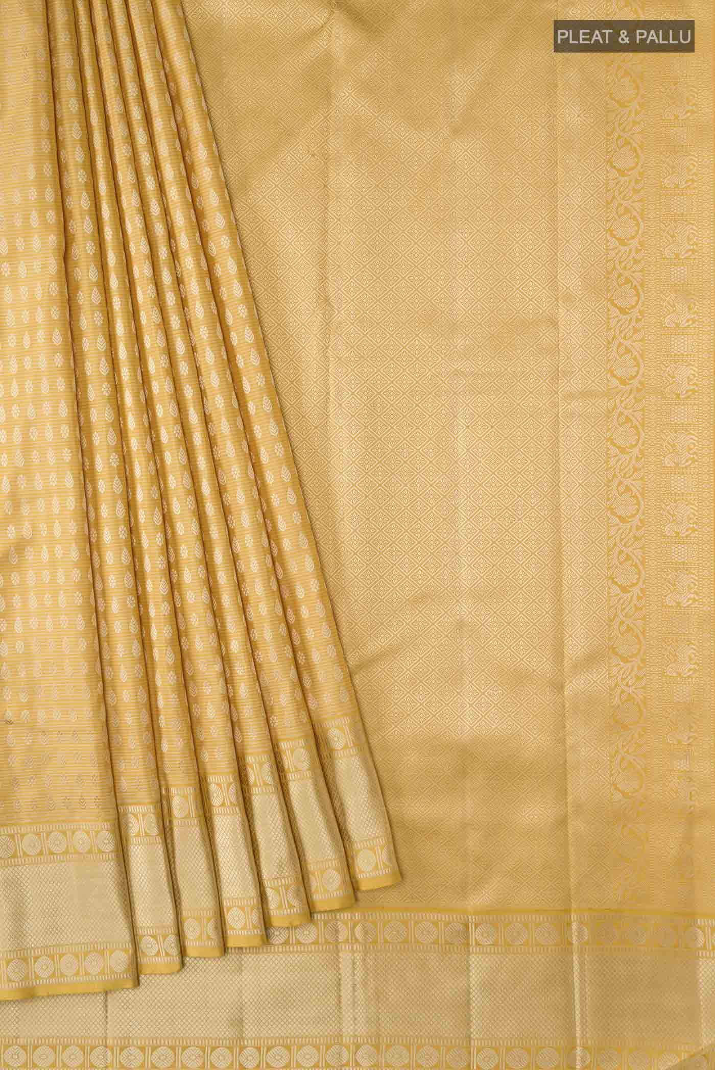Yellow Kanchipuram Silk Saree - Image 4