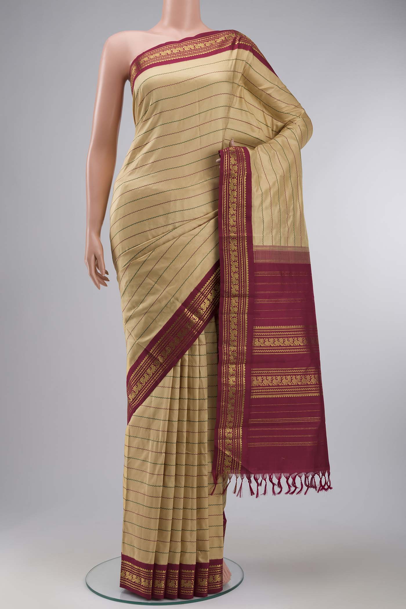 Sandal Kanchipuram Silk Saree