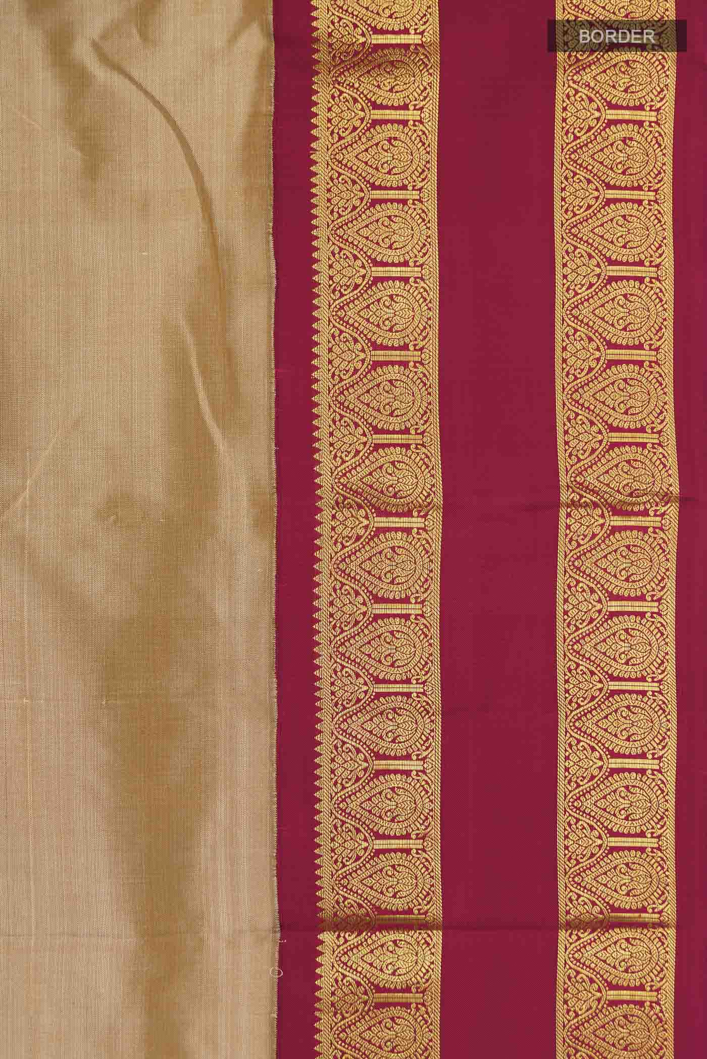 Beige Kanjivaram Silk Saree - Image 3
