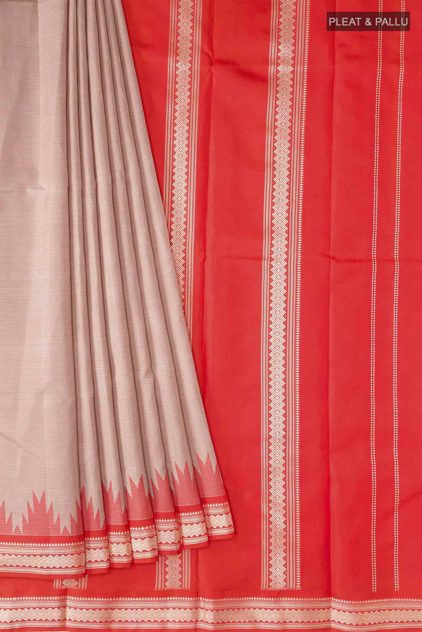 Beige Kanchipuram Silk Saree - Image 4