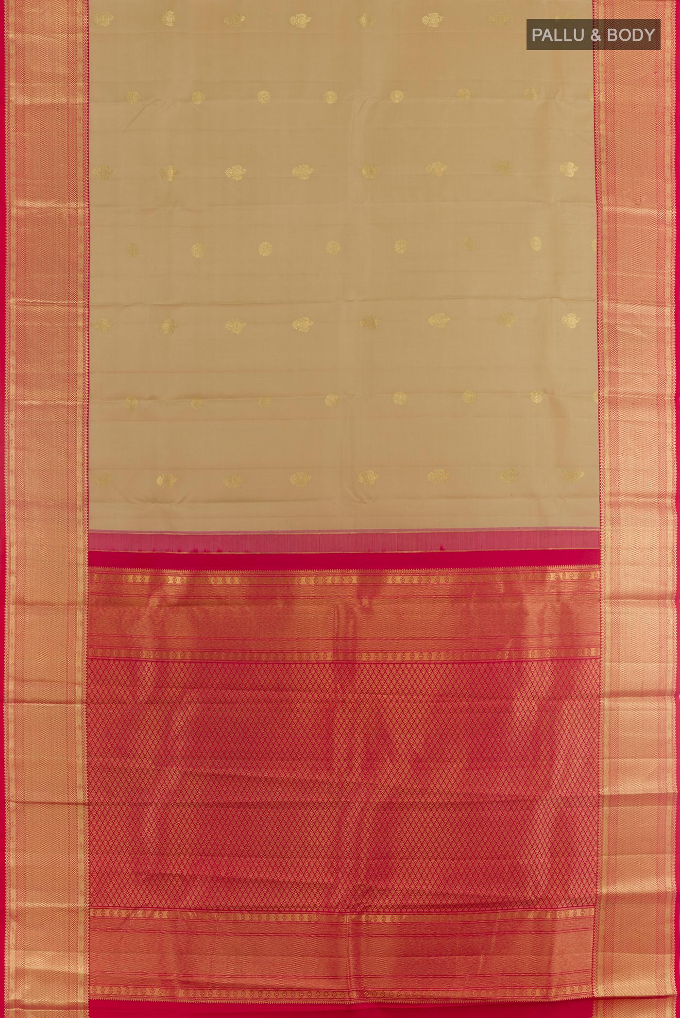 Beige Kanchipuram Silk Saree - Image 4