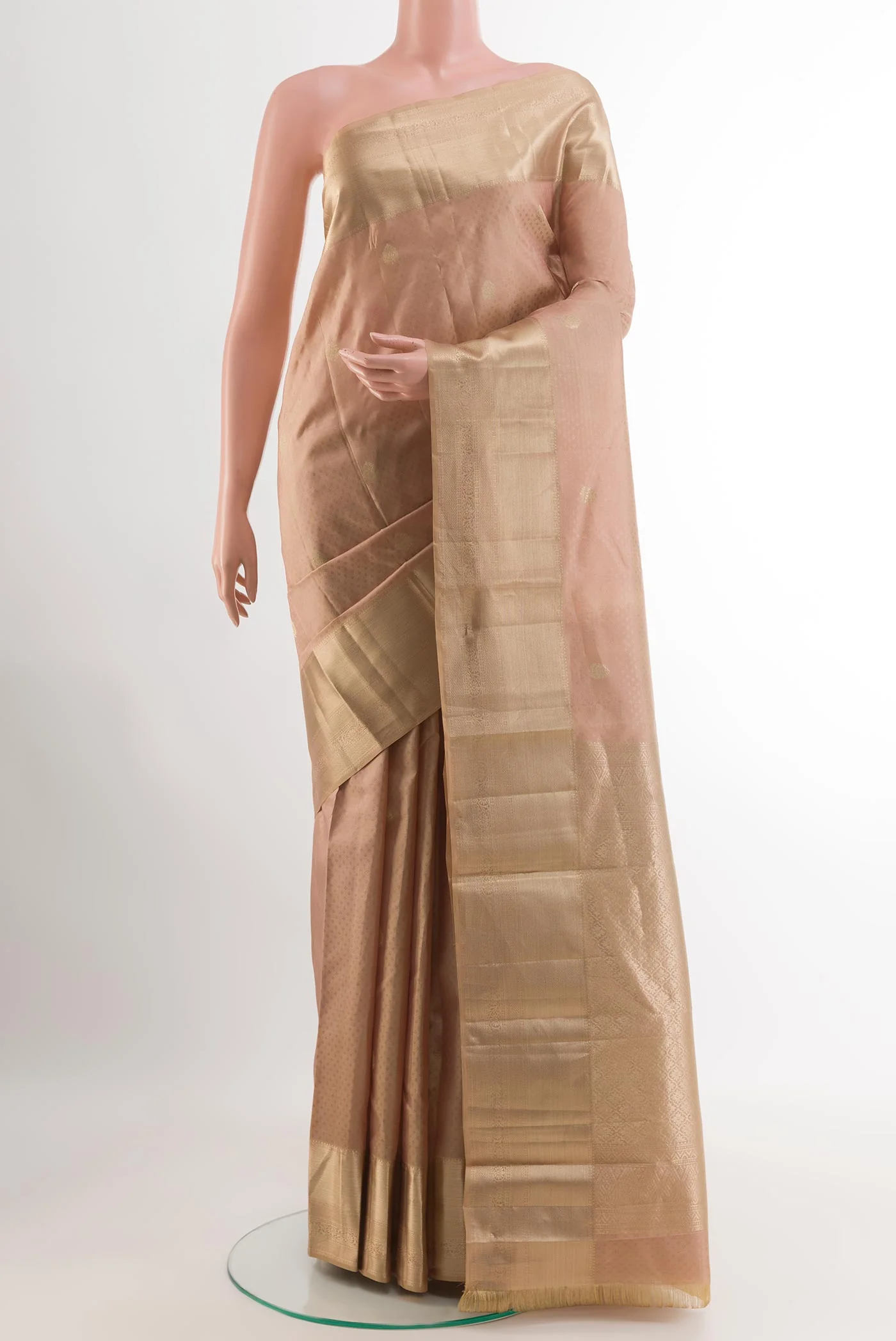 Beige Kanchipuram Silk Saree