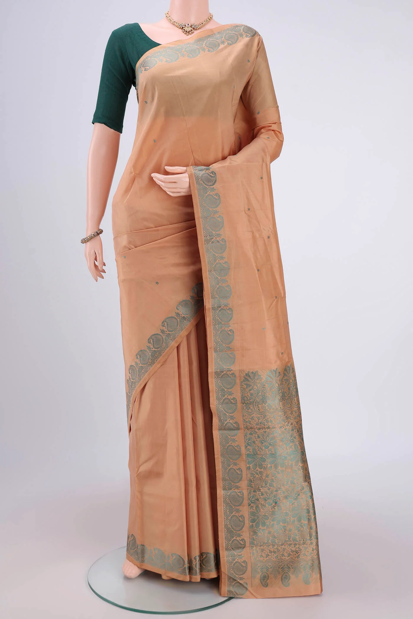 Beige Kanchipuram Silk Saree