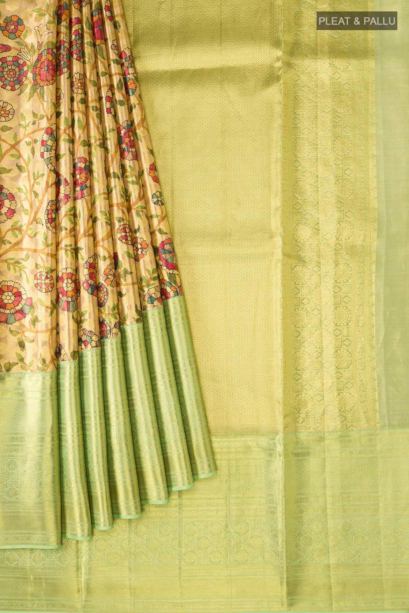 Beige Kanjivaram Silk Saree - Image 2