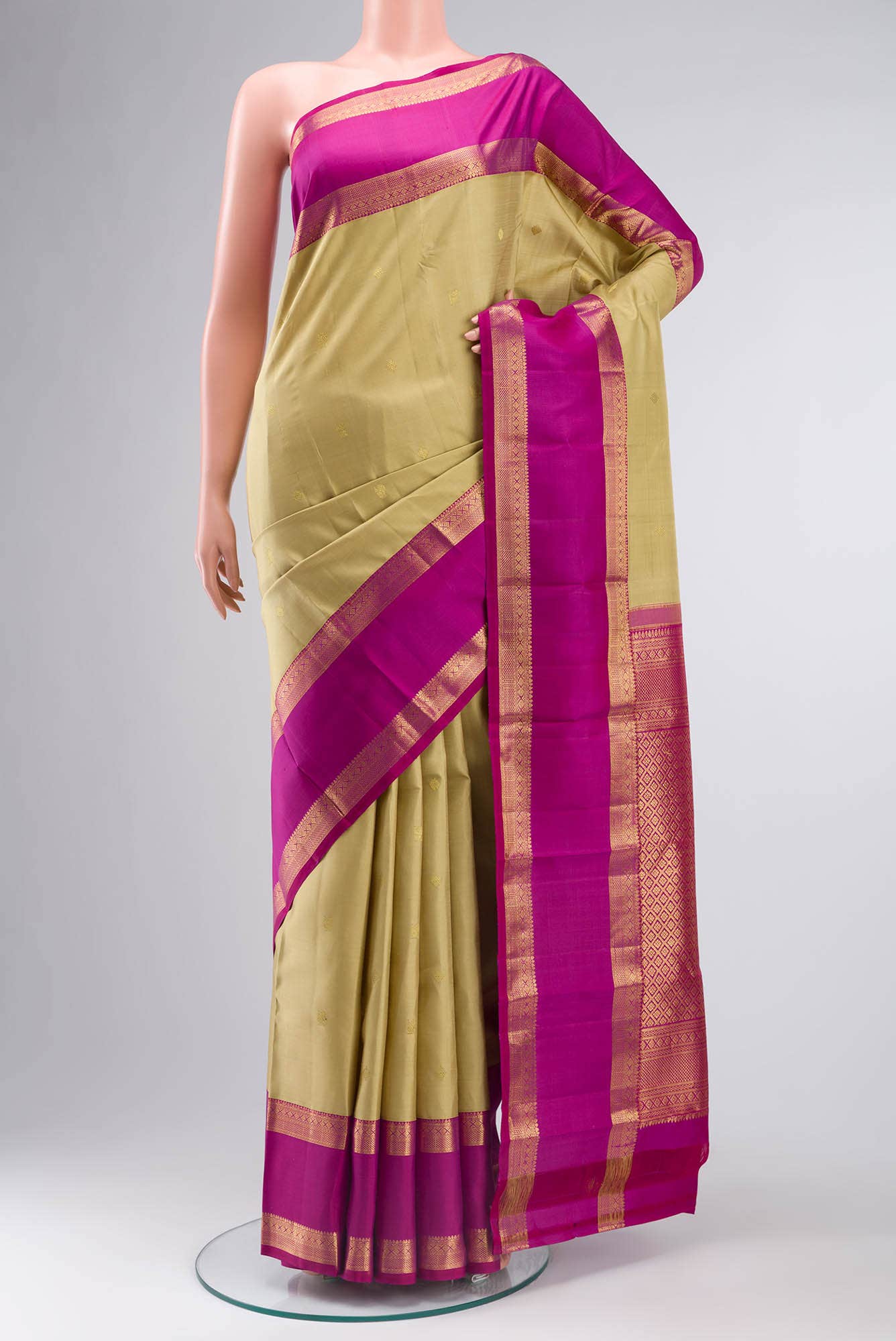 Beige Kanjivaram Silk Saree