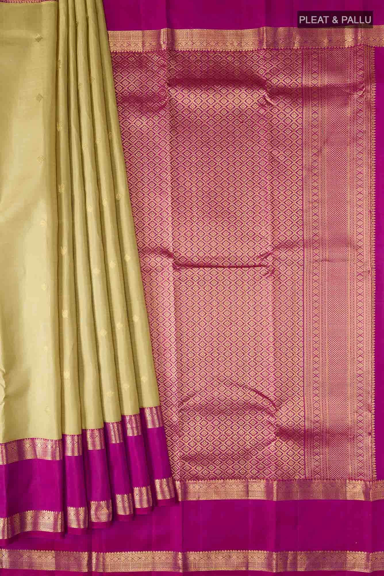 Beige Kanjivaram Silk Saree - Image 2