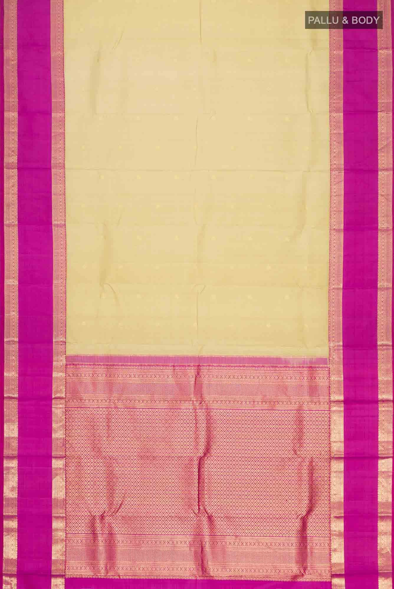 Beige Kanjivaram Silk Saree - Image 4