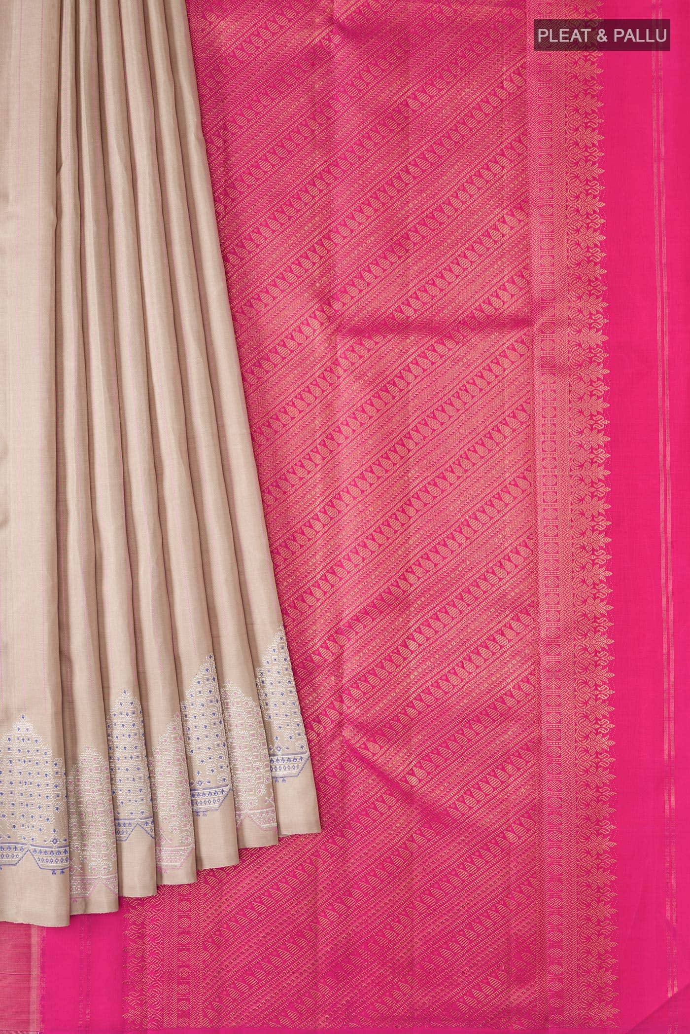 Beige Kanchipuram Silk Saree - Image 2