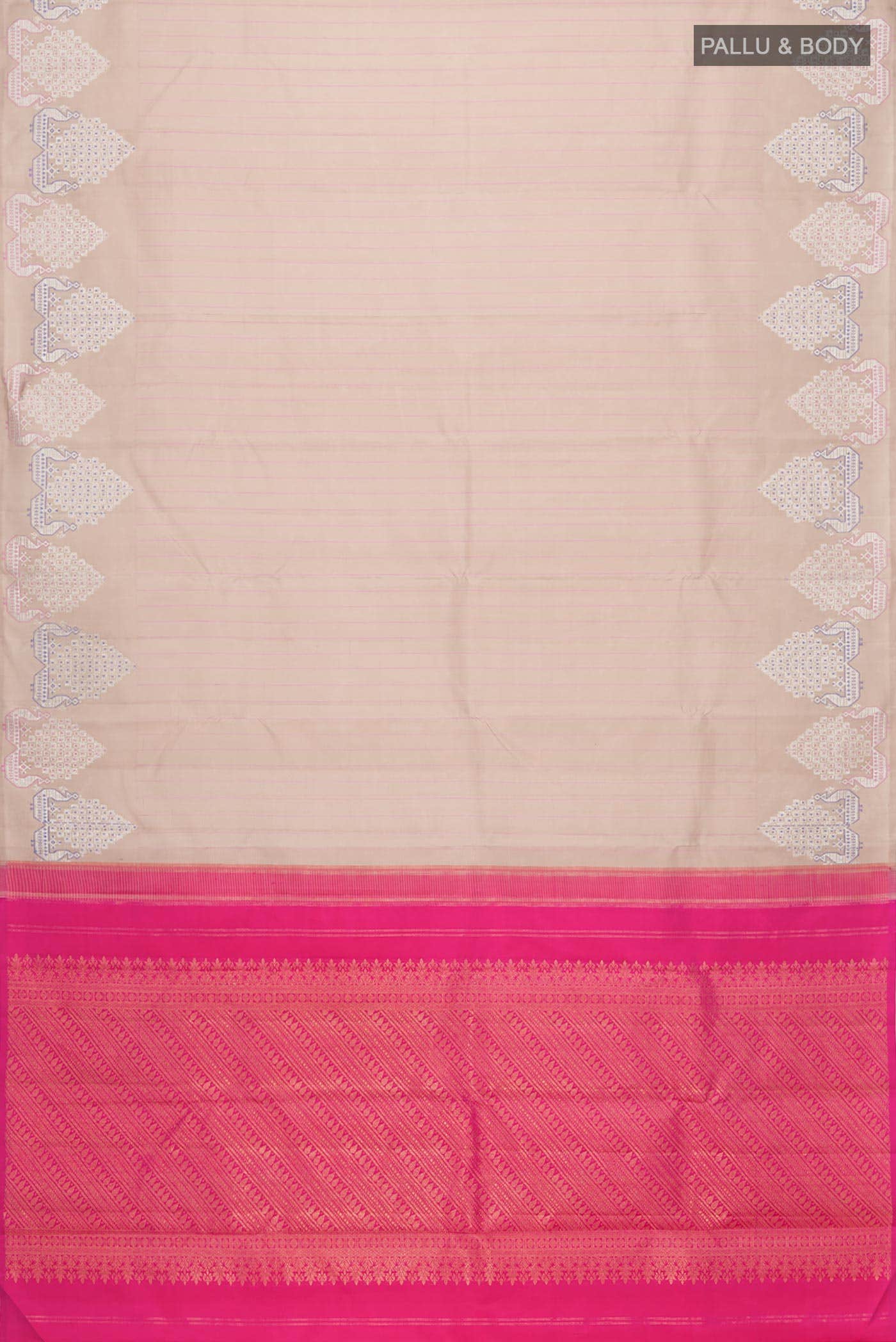 Beige Kanchipuram Silk Saree - Image 4