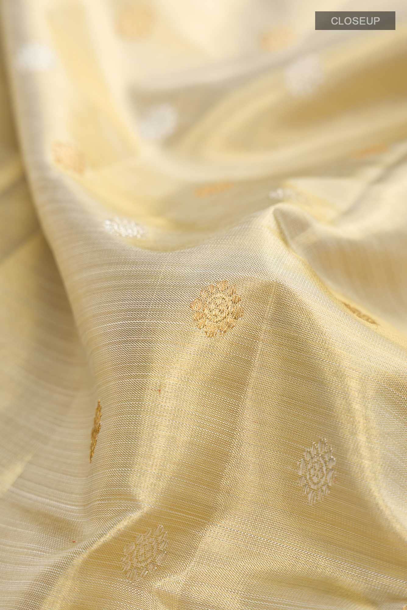 Beige Kanjivaram Tissue Silk Saree - Image 3