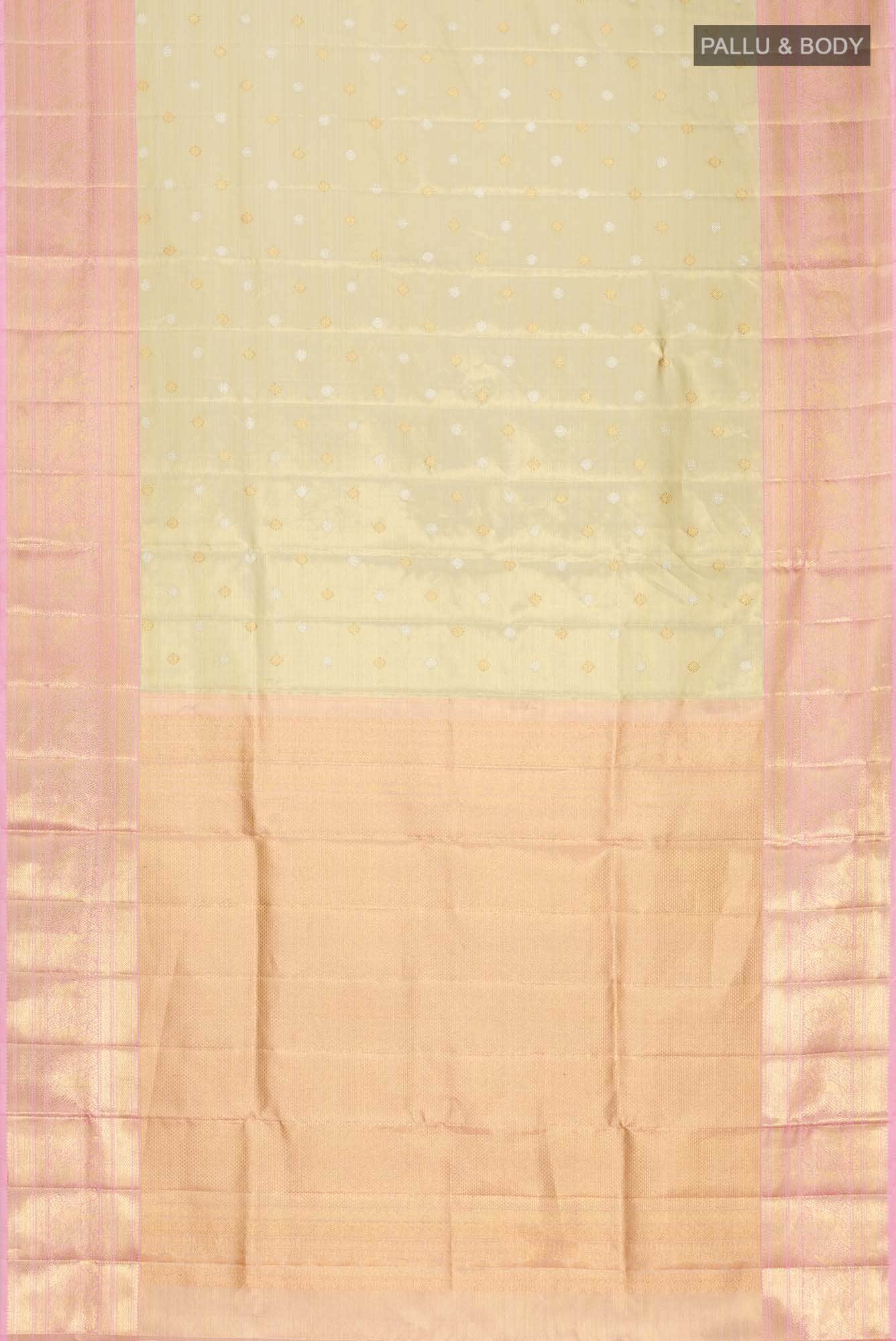 Beige Kanjivaram Tissue Silk Saree - Image 4