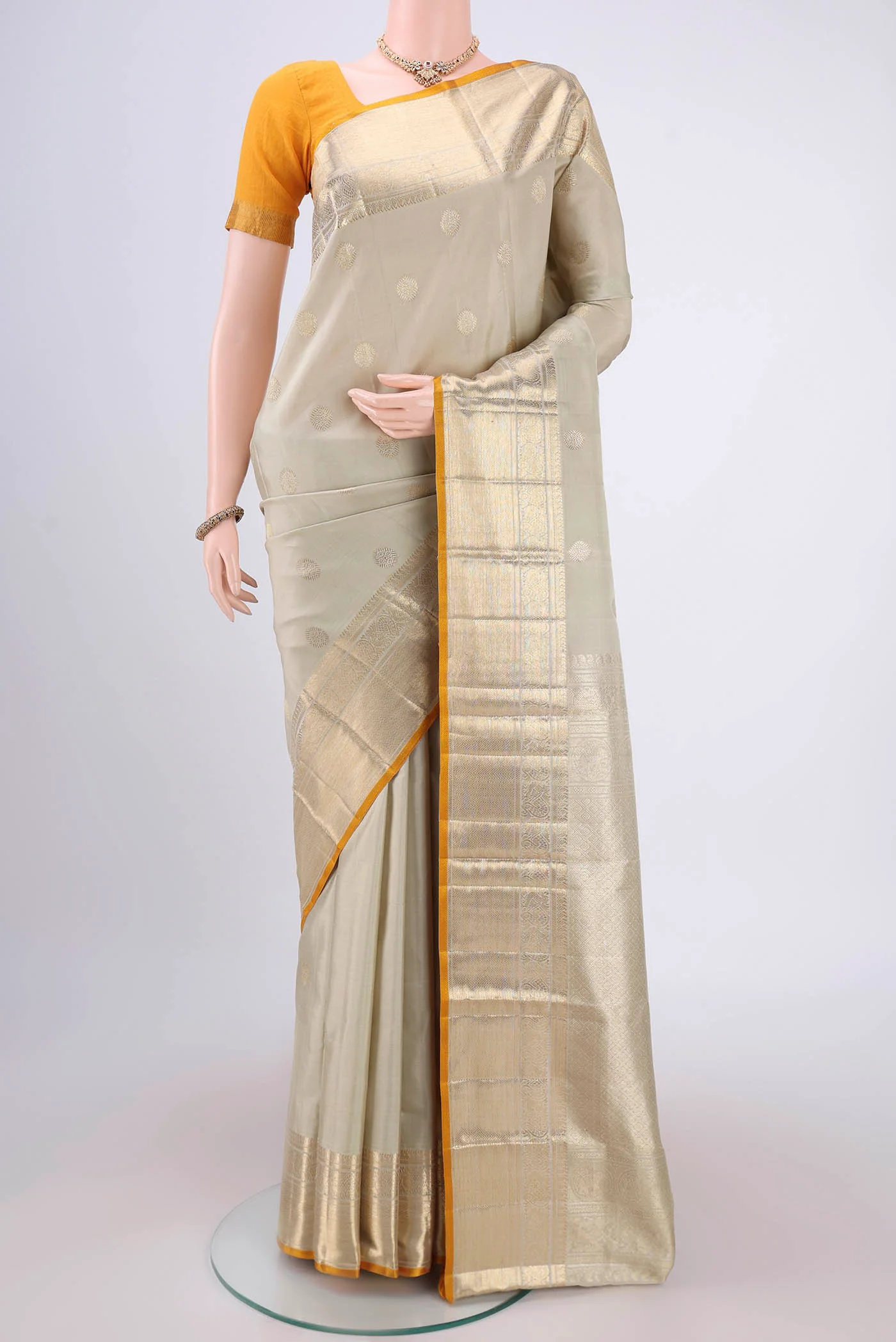 Beige Kanjivaram Silk Saree