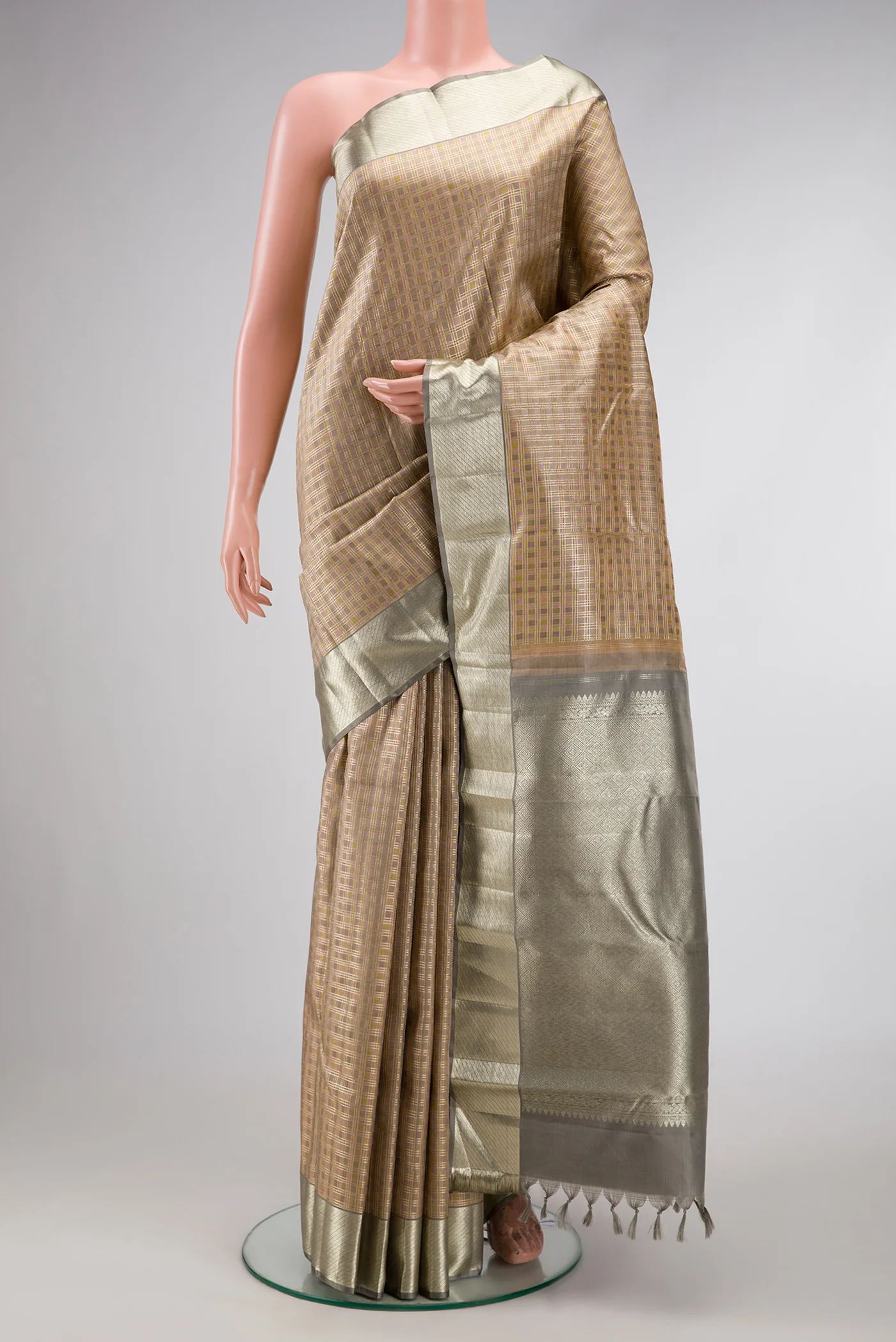Beige Kanjivaram Silk Saree