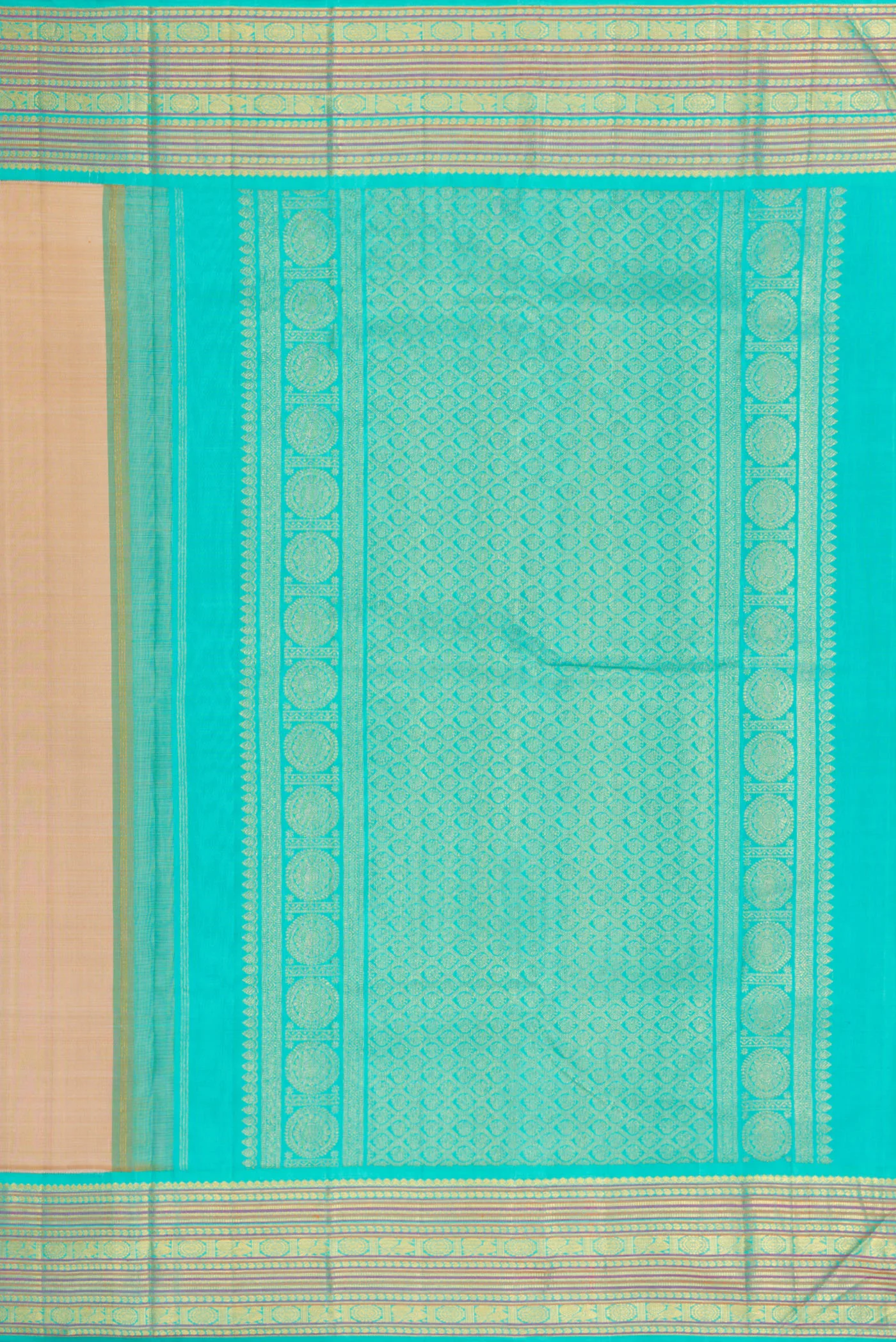 Pure Silk Pure Zari Beige Kanjivaram Saree - Image 7