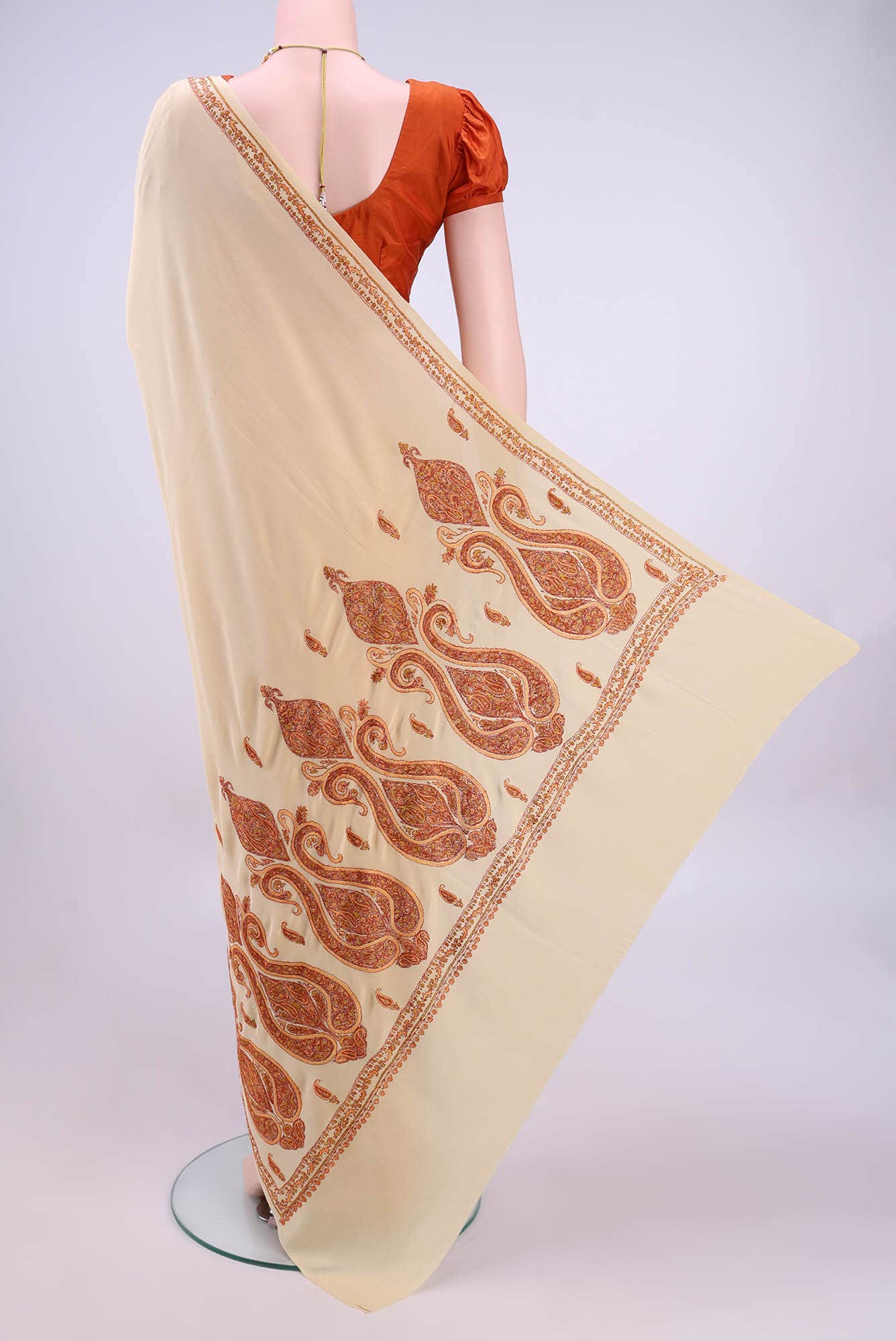 Beige Kashmiri Saree - Image 2