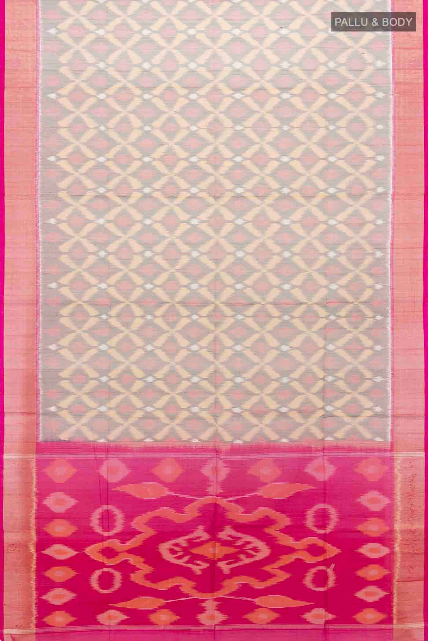 Beige Kora Cotton Saree - Image 5