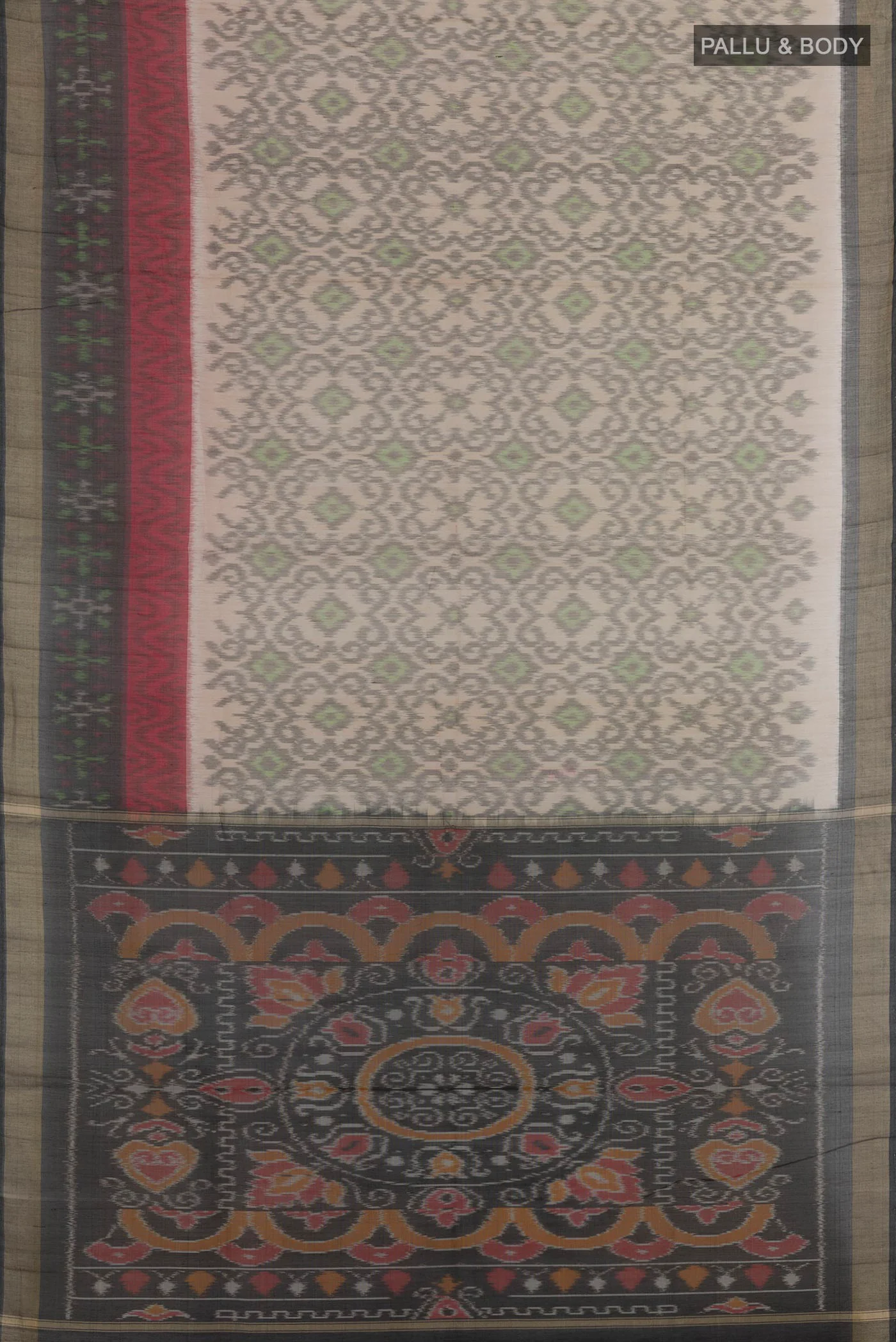 Cream Kora Cotton Saree - Image 3
