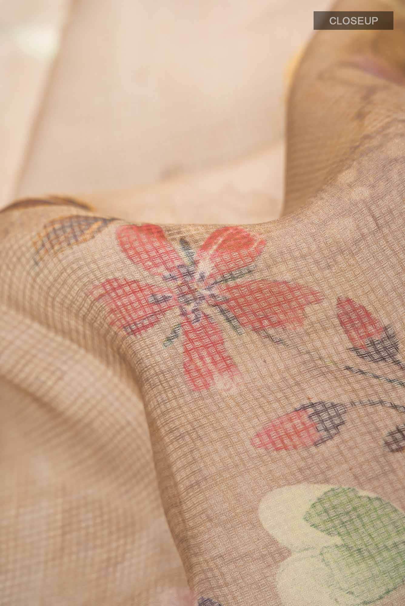 Beige Kota Silk Saree - Image 2
