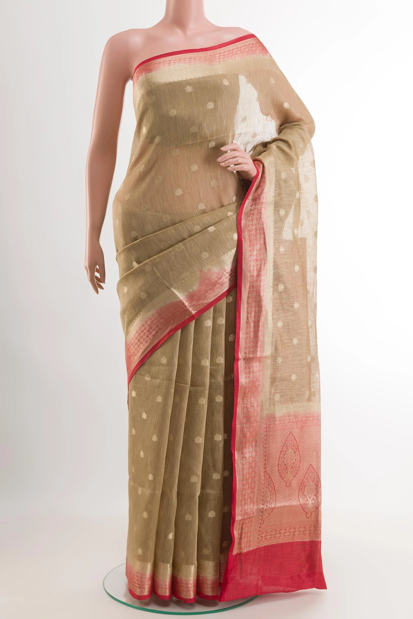 Beige Linen Saree