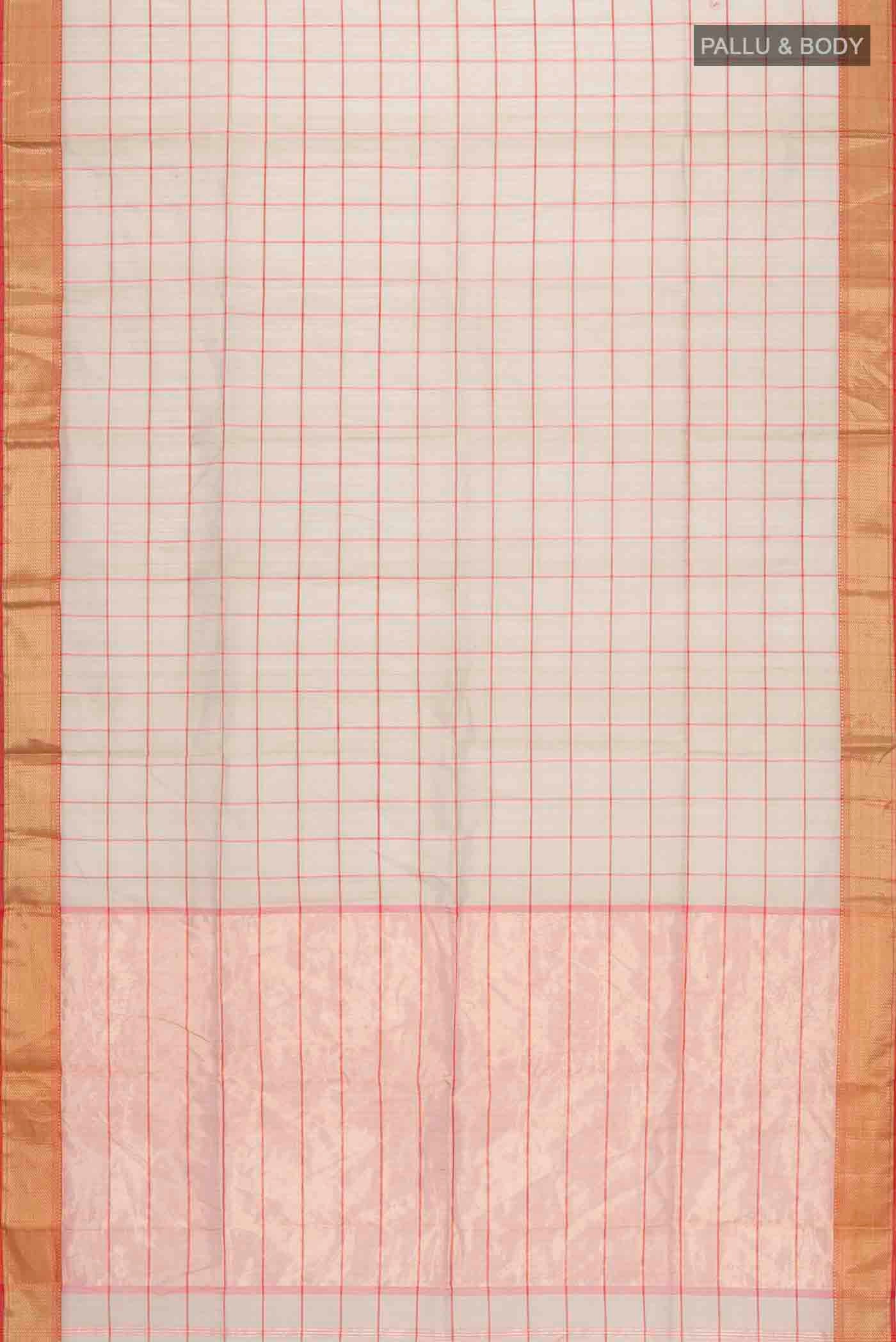 Beige Maheshwari Silk Cotton Saree - Image 3