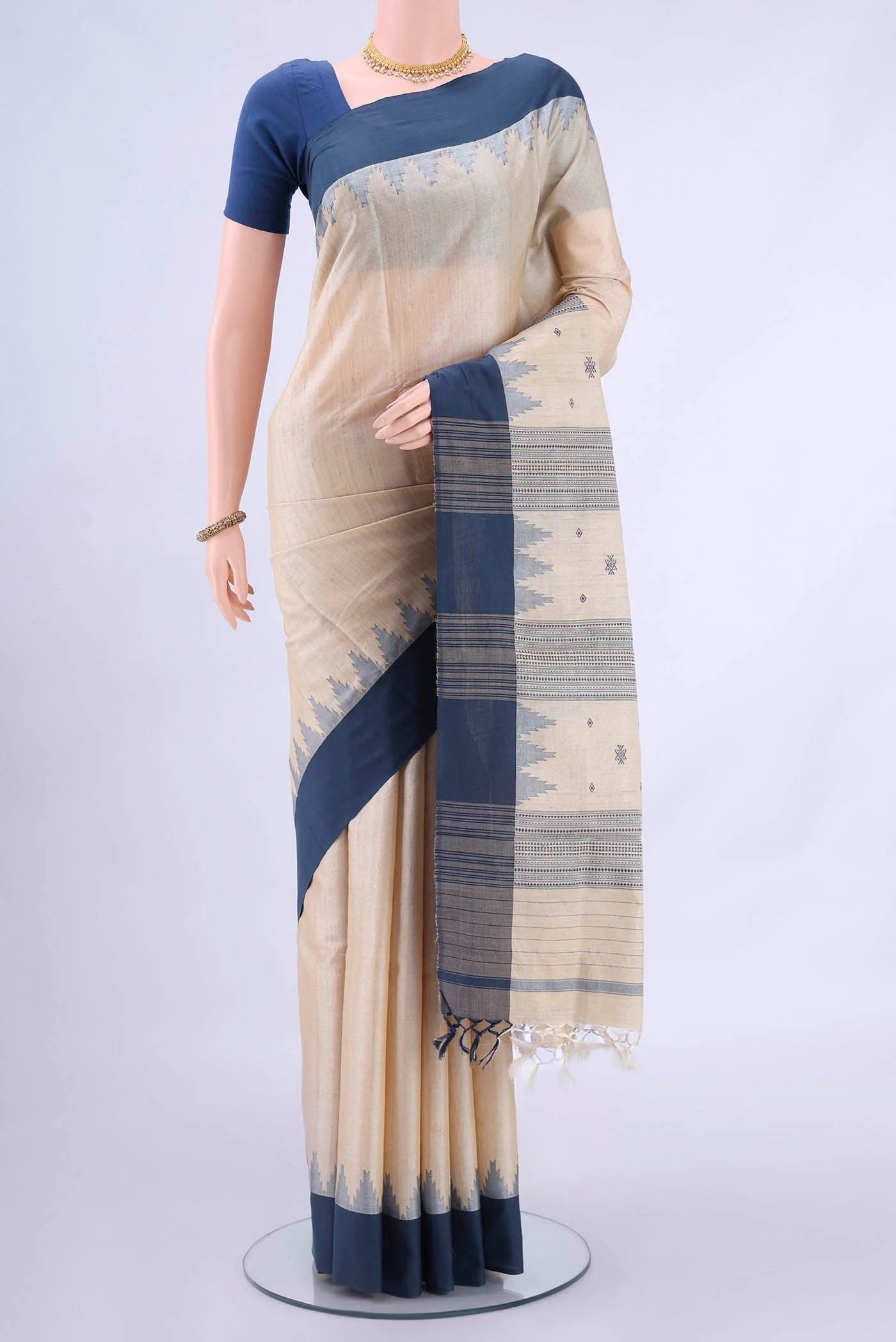 Beige MP Tussar Saree