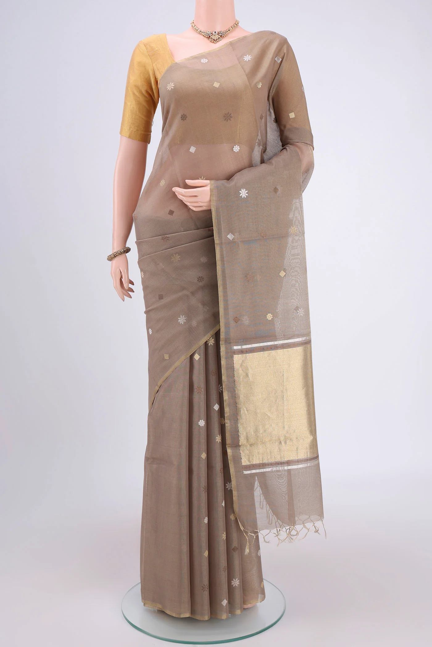 Beige MP Tussar Saree