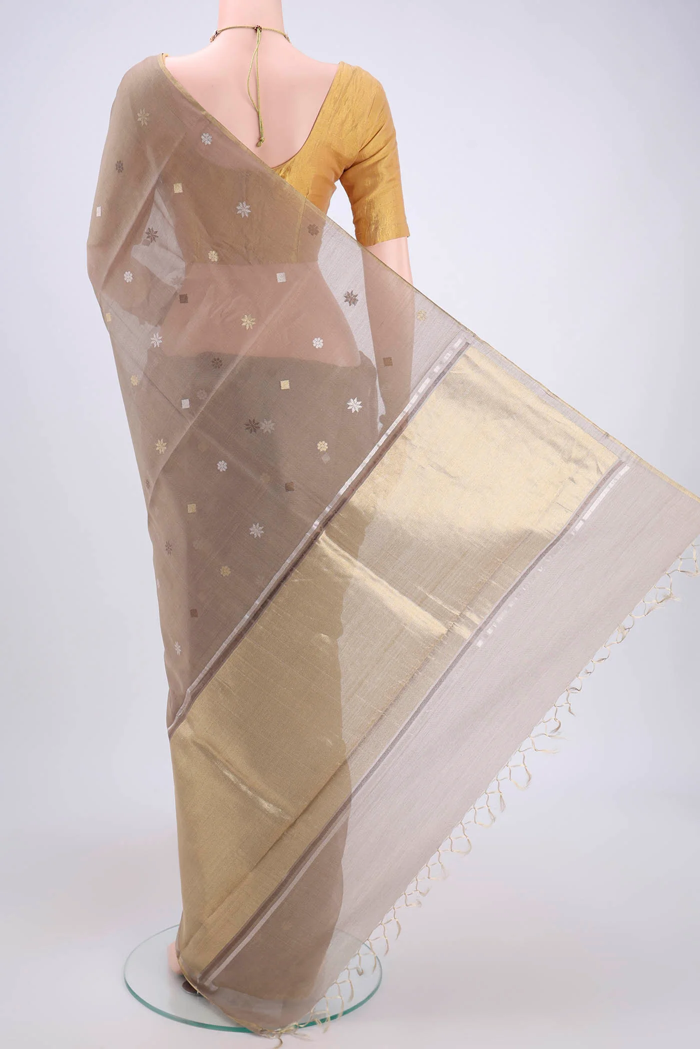 Beige MP Tussar Saree - Image 3