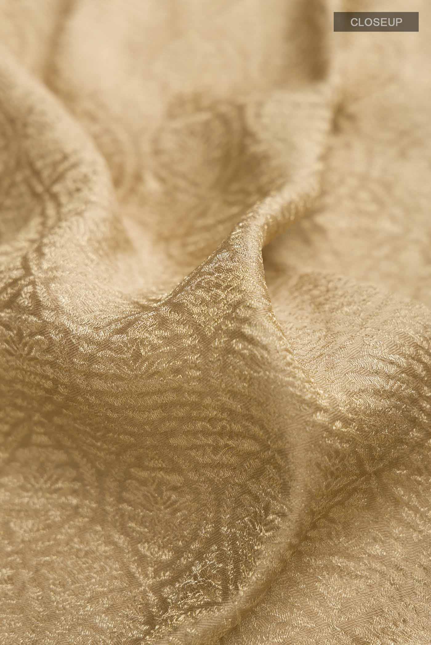 Beige Mysore Crepe Saree - Image 2