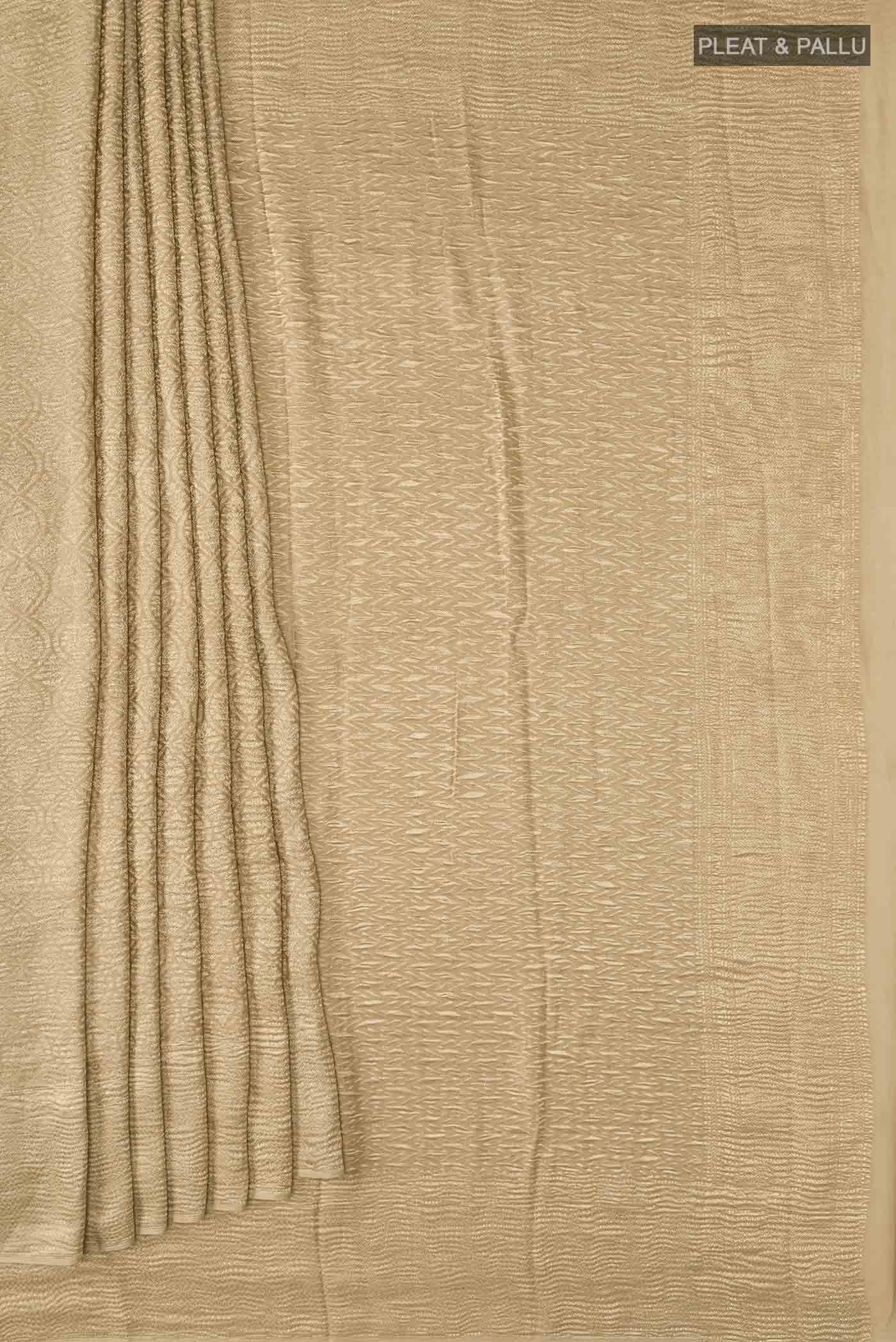 Beige Mysore Crepe Saree - Image 4