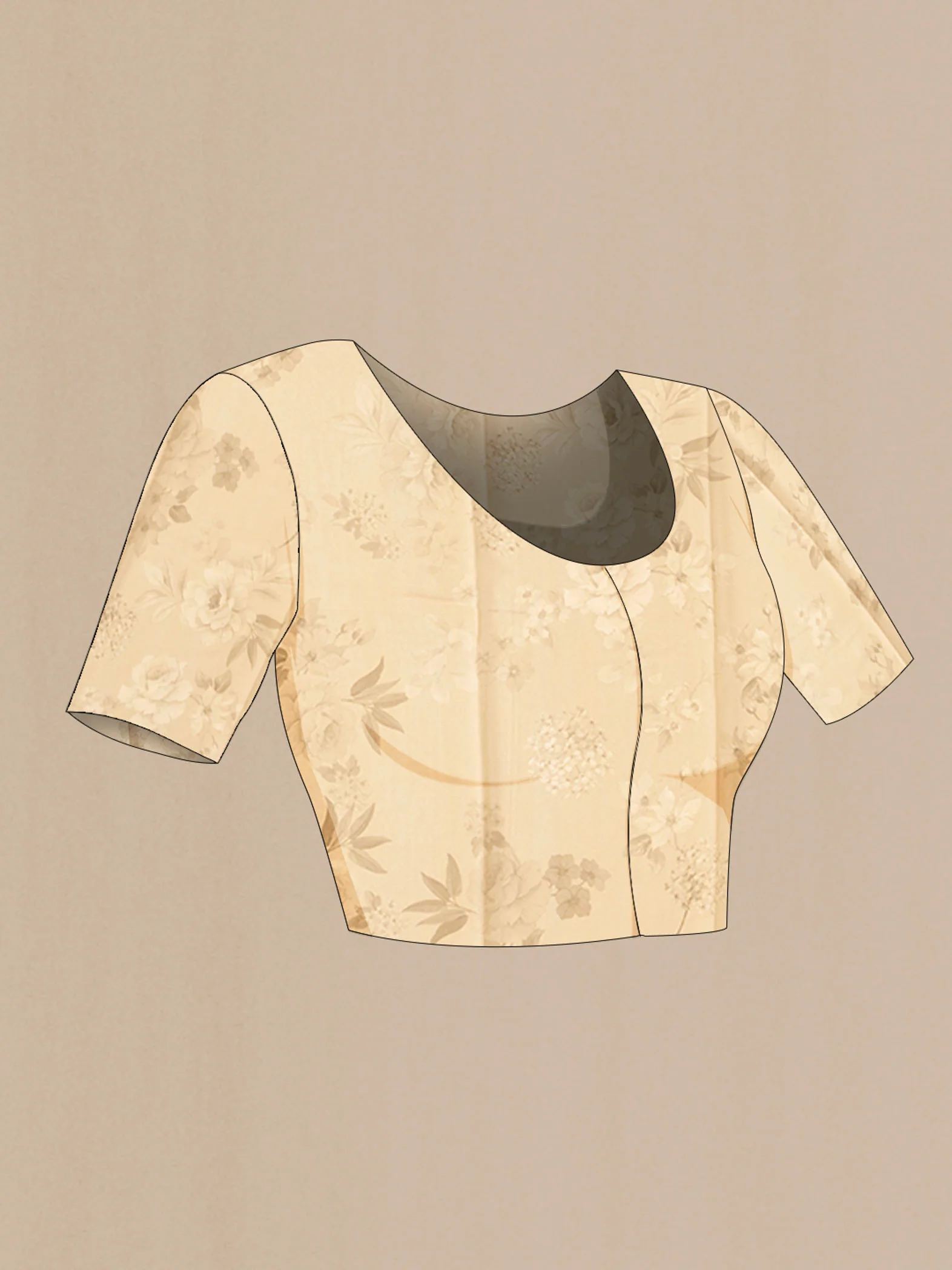 Beige Mysore Crepe Saree - Image 4