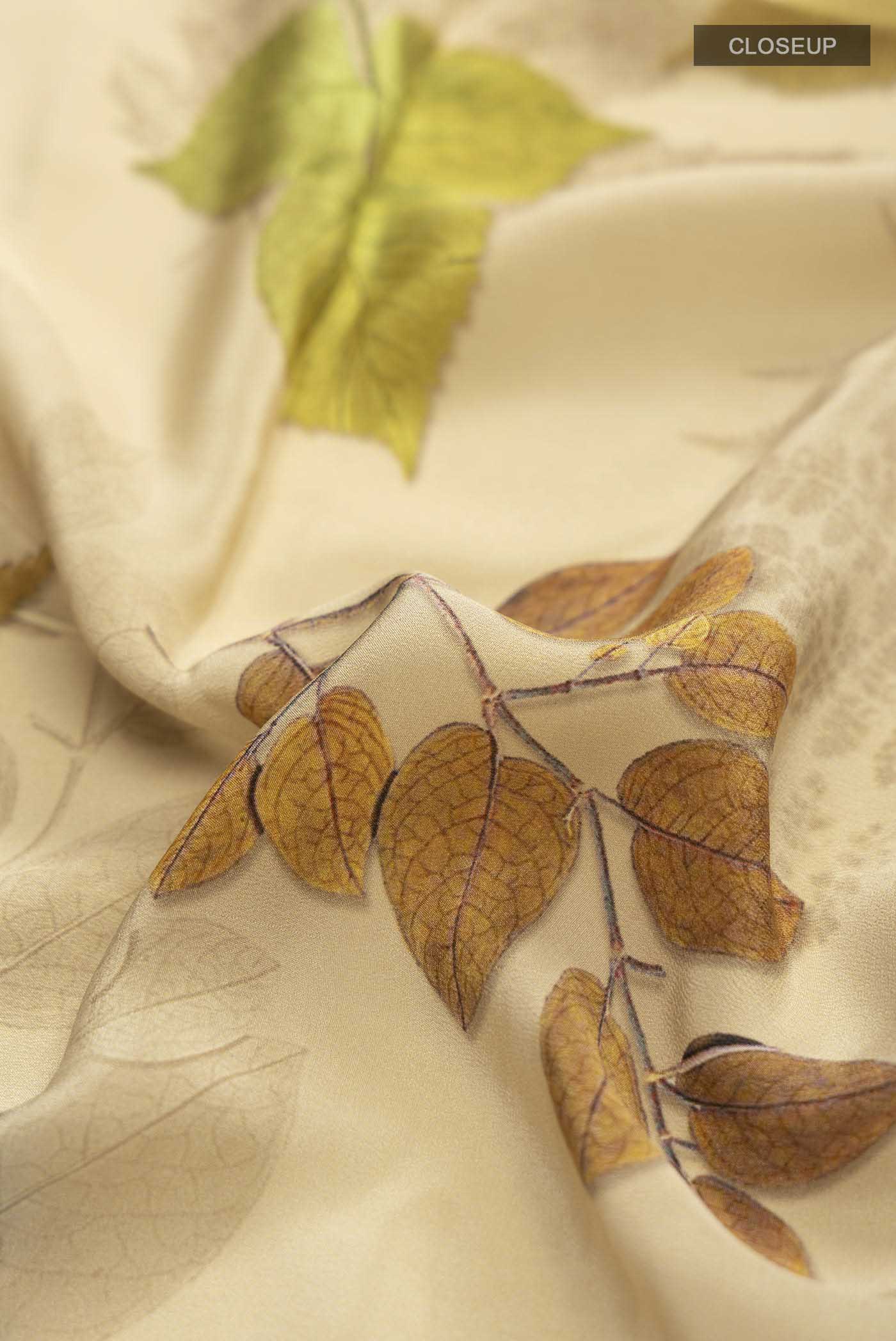 Beige Mysore Crepe Saree - Image 2