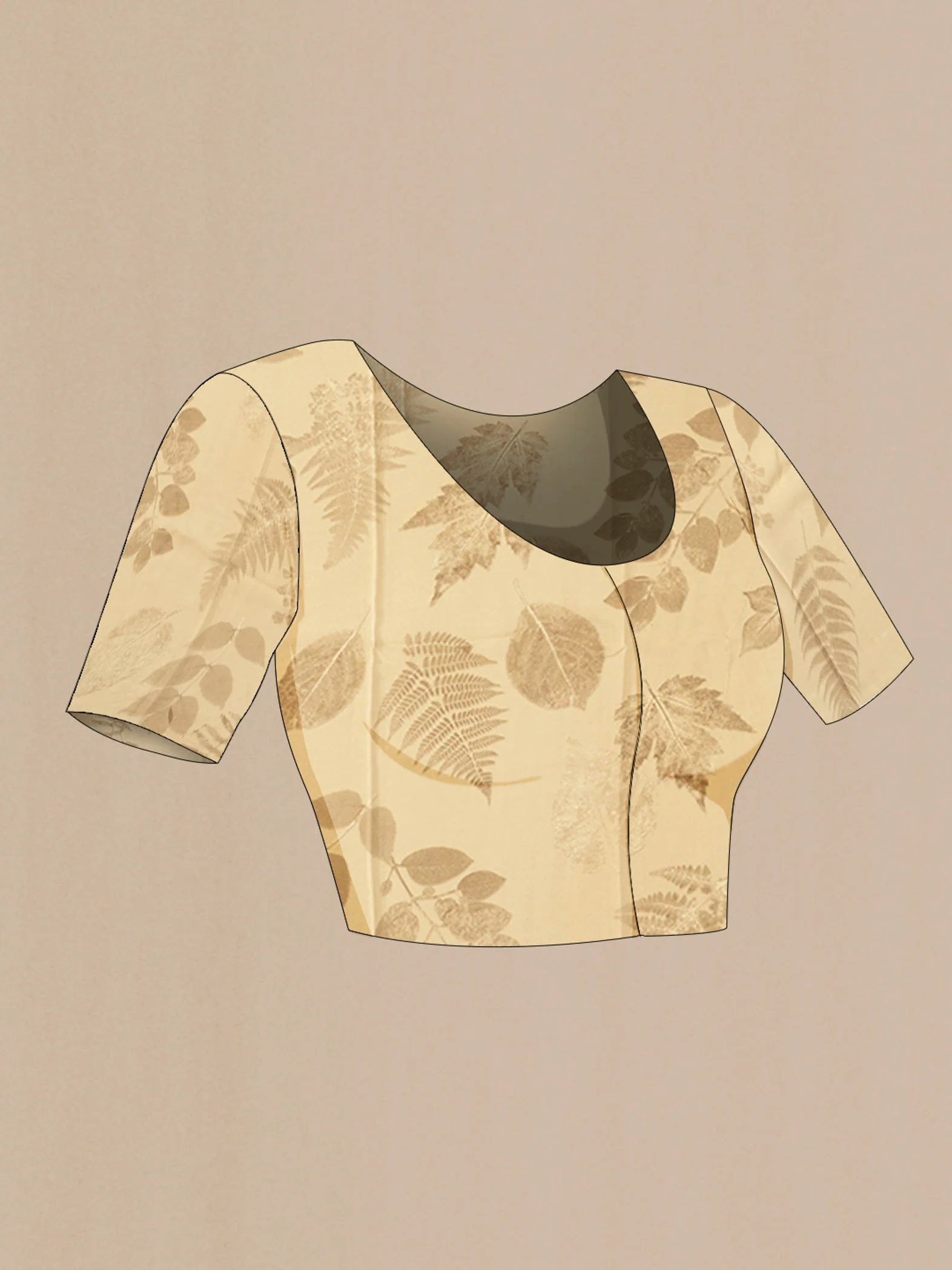 Beige Mysore Crepe Saree - Image 4