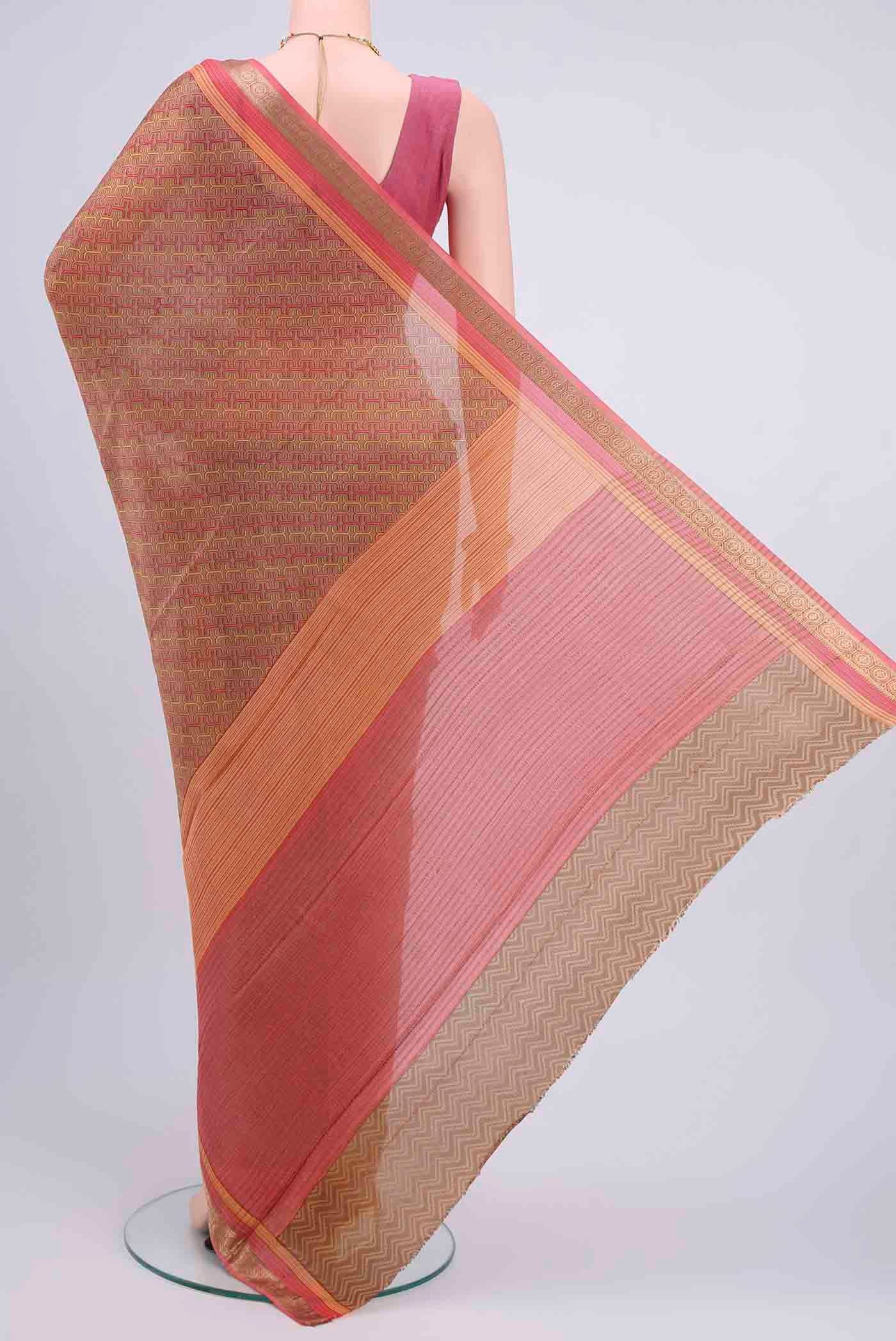 Beige Mysore Crepe Saree - Image 3
