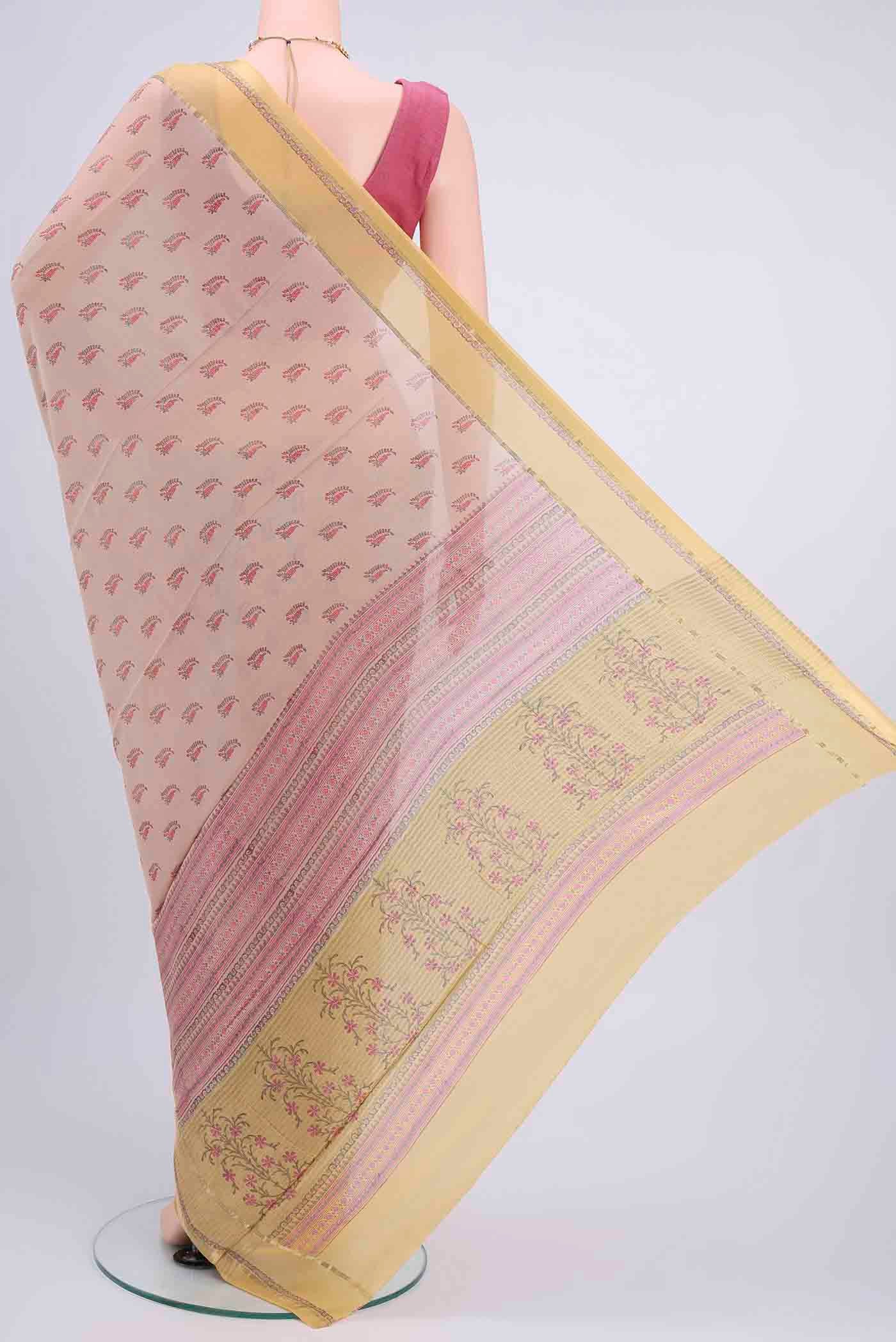 Rose Gold Mysore Crepe Saree - Image 3