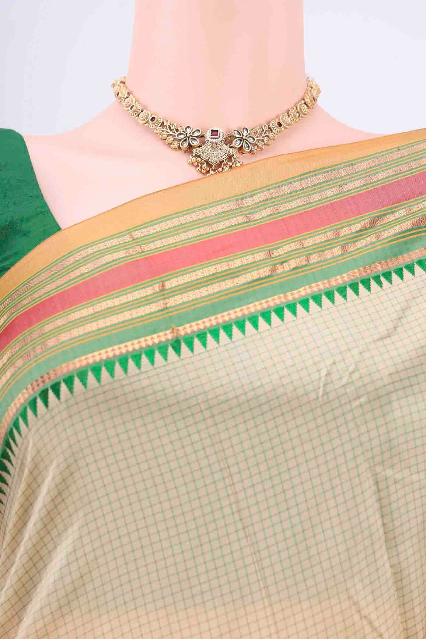 Beige Narayanpet Silk Saree - Image 2