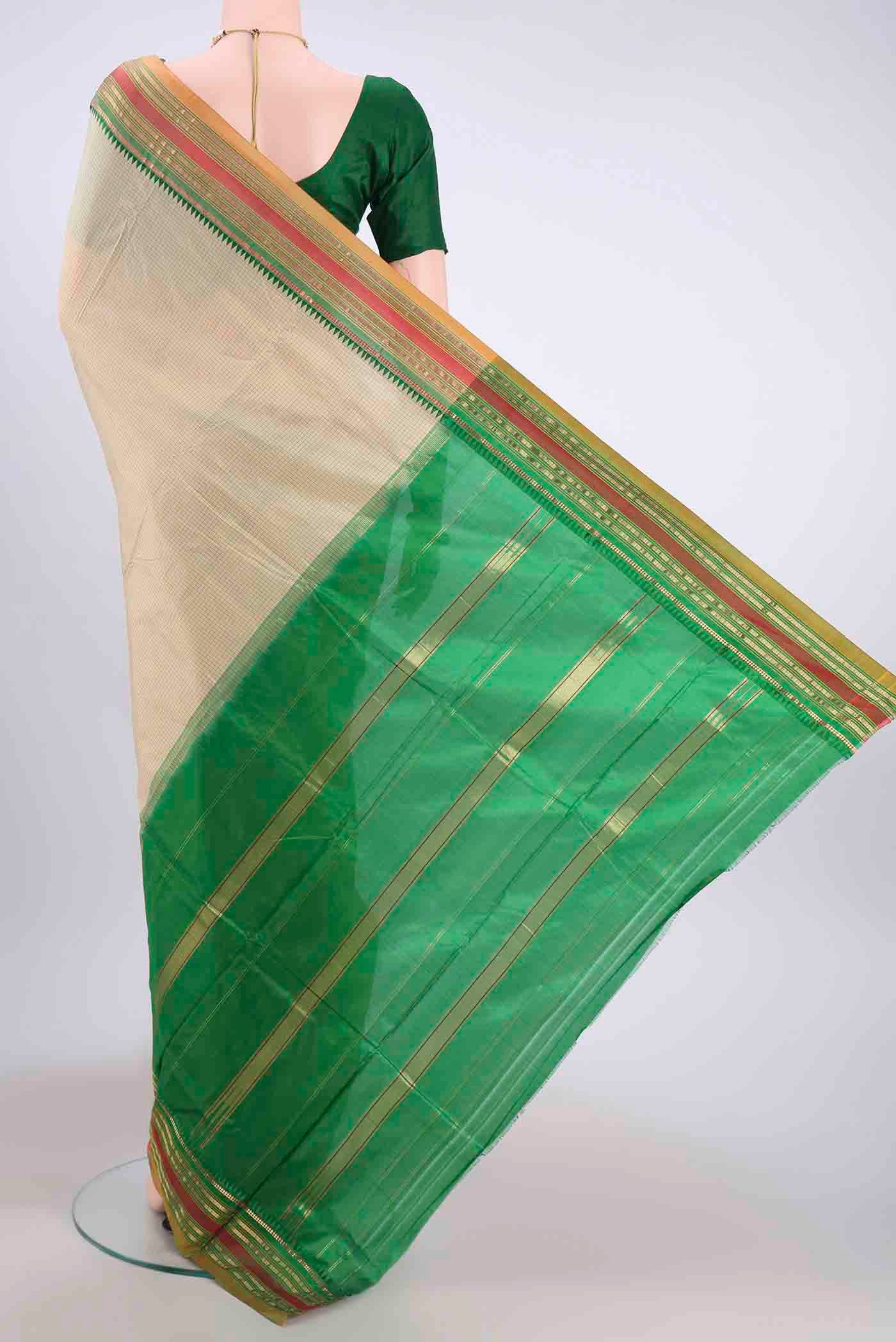 Beige Narayanpet Silk Saree - Image 3