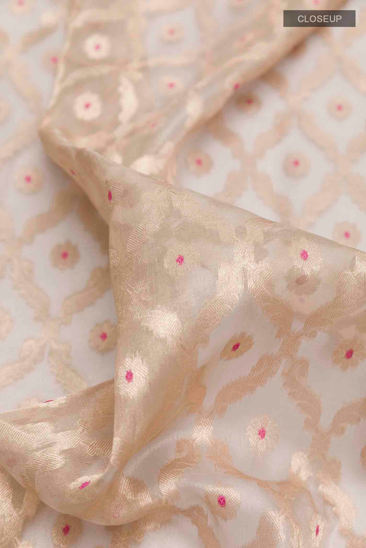 Beige Organza Silk Saree - Image 2